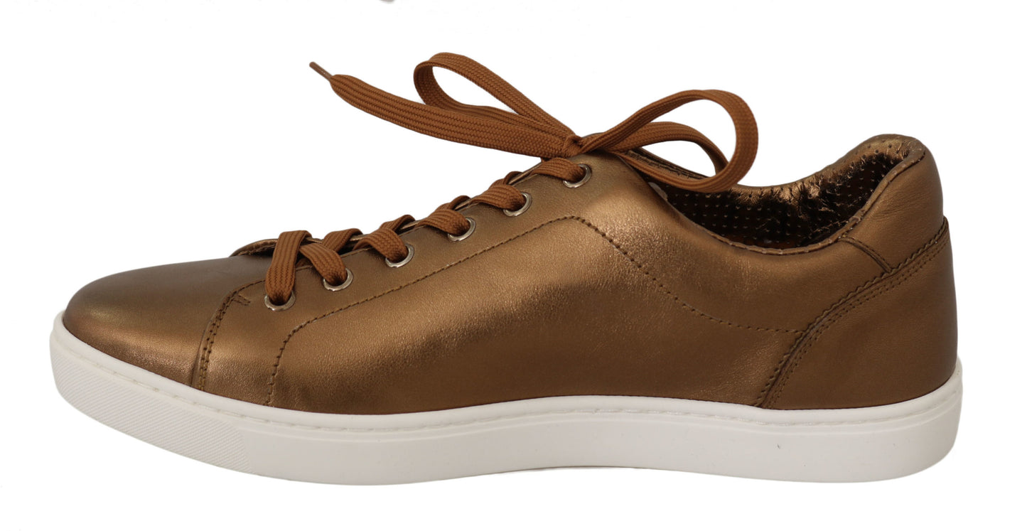 Dolce & Gabbana Goldene Leder-Freizeitschuhe für Herren