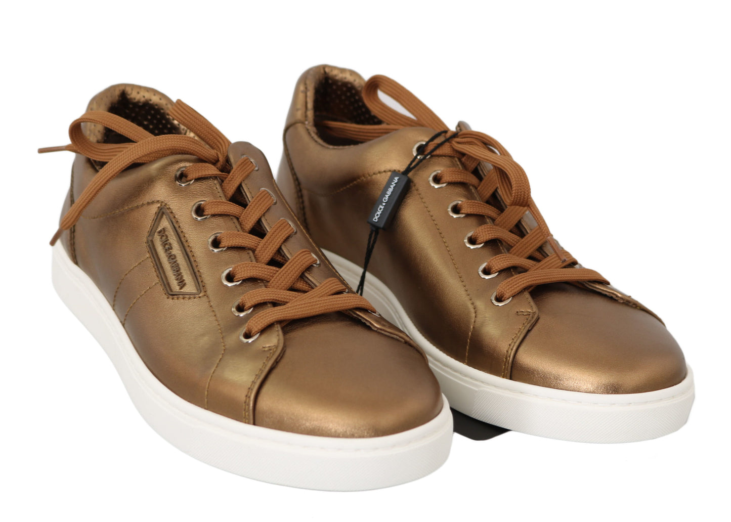 Dolce & Gabbana Goldene Leder-Freizeitschuhe für Herren