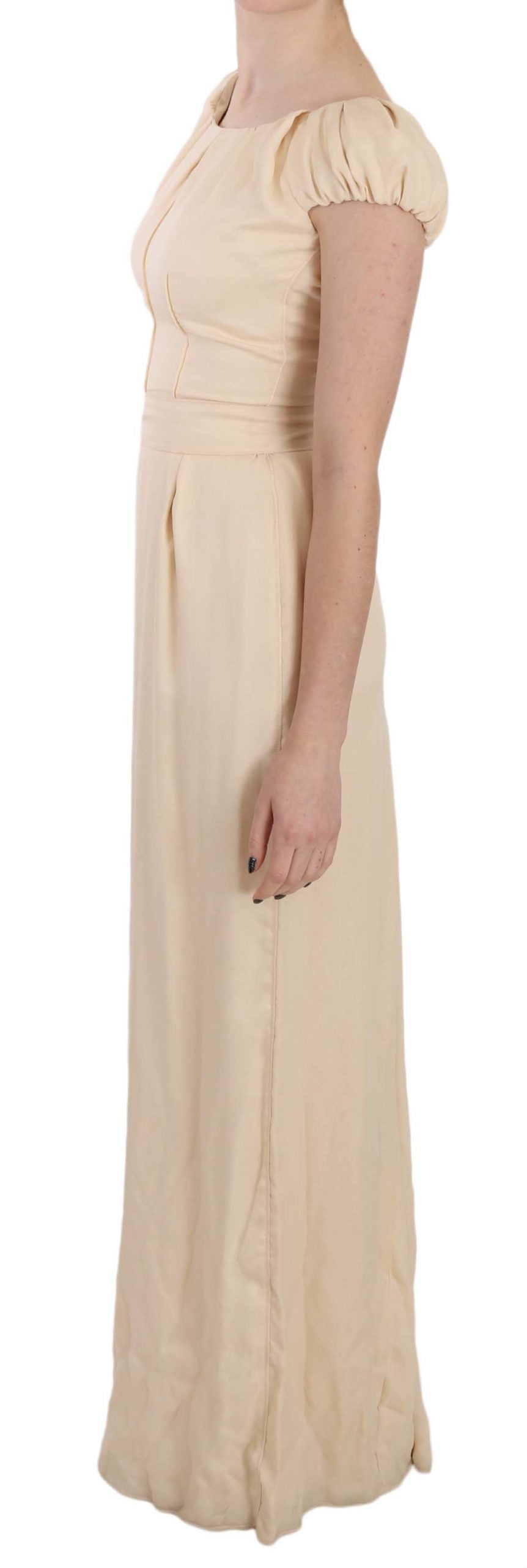 Dolce & Gabbana – Beiges Seidenkleid mit Säulenärmeln