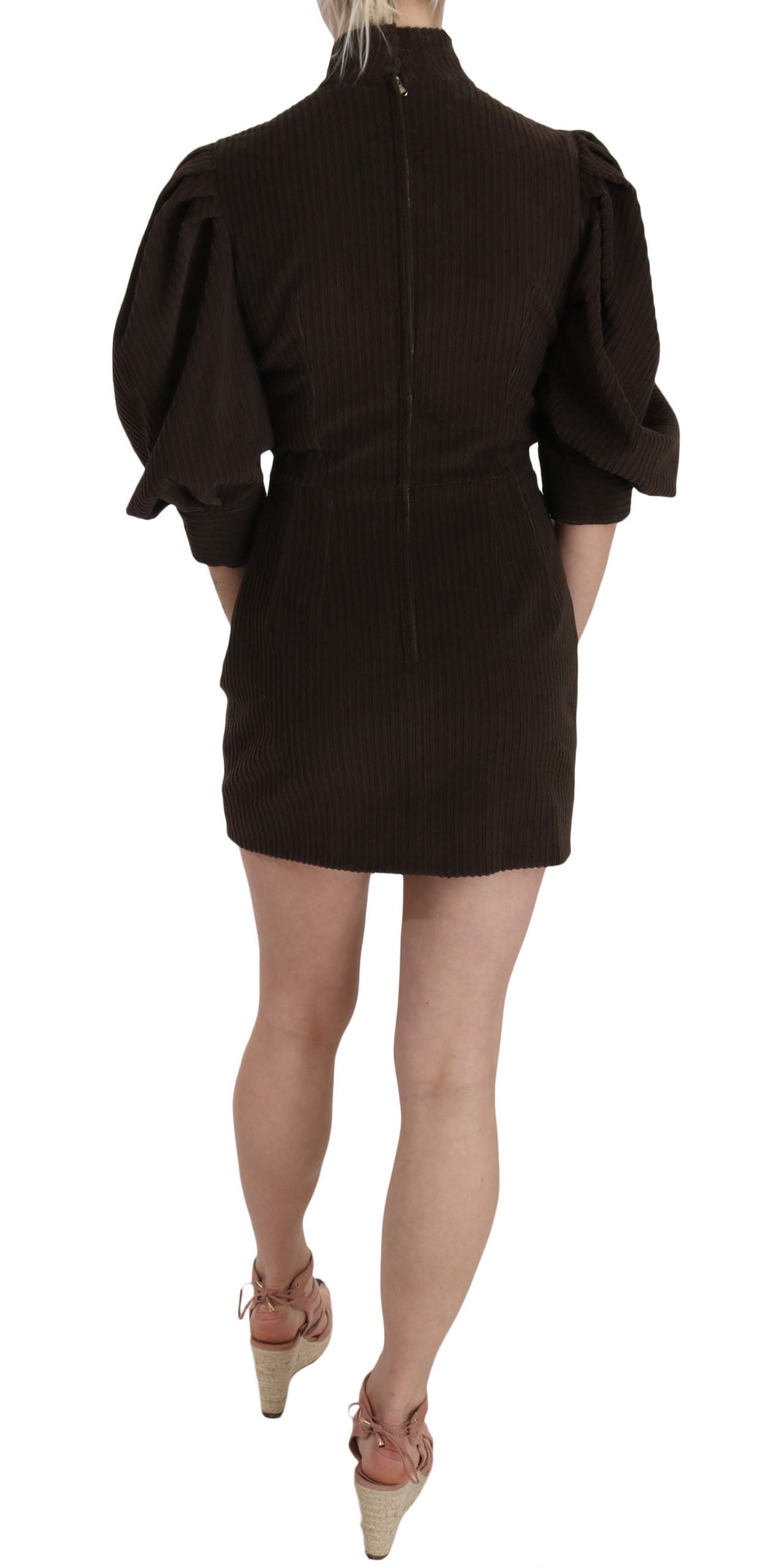Dolce & Gabbana – Braunes, figurbetontes Minikleid aus Cord und Baumwolle