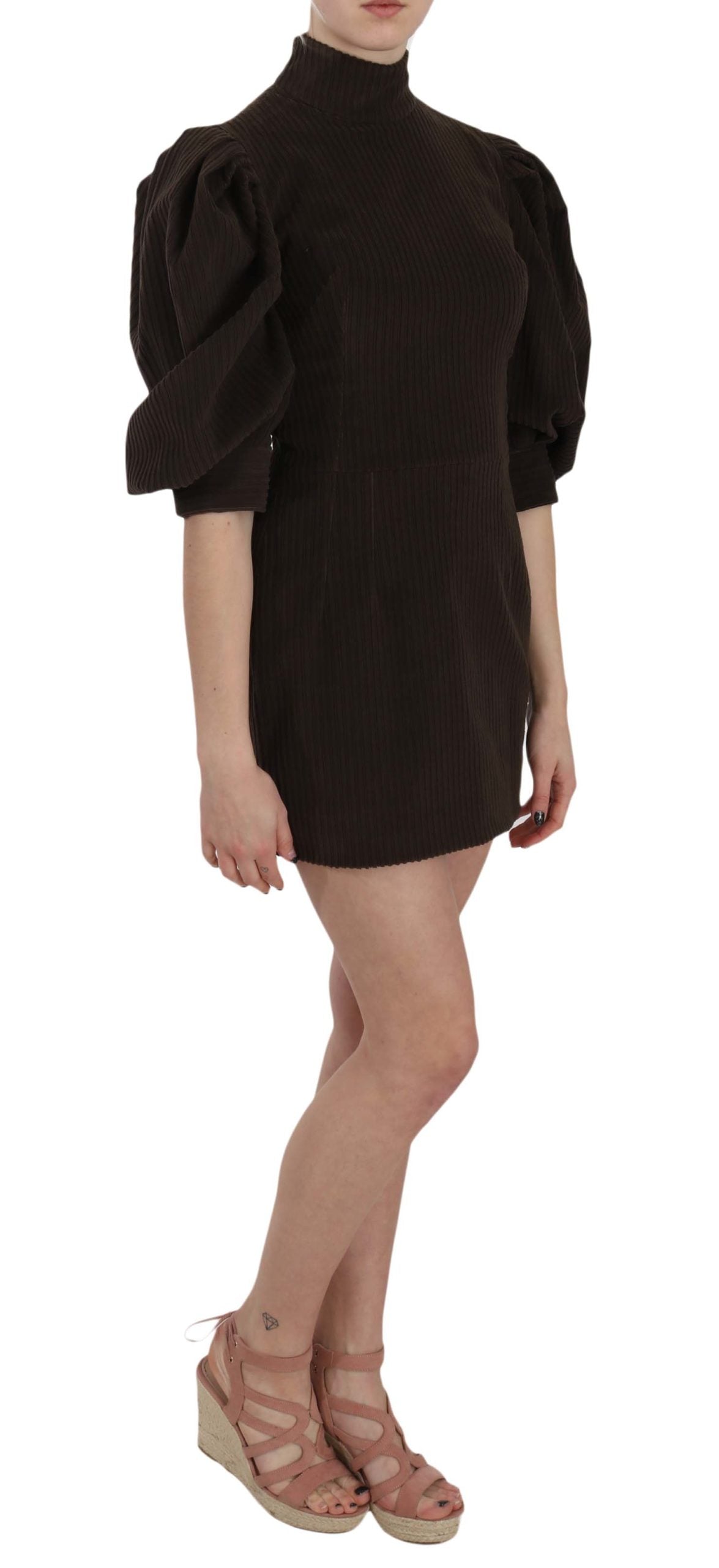 Dolce & Gabbana – Braunes, figurbetontes Minikleid aus Cord und Baumwolle