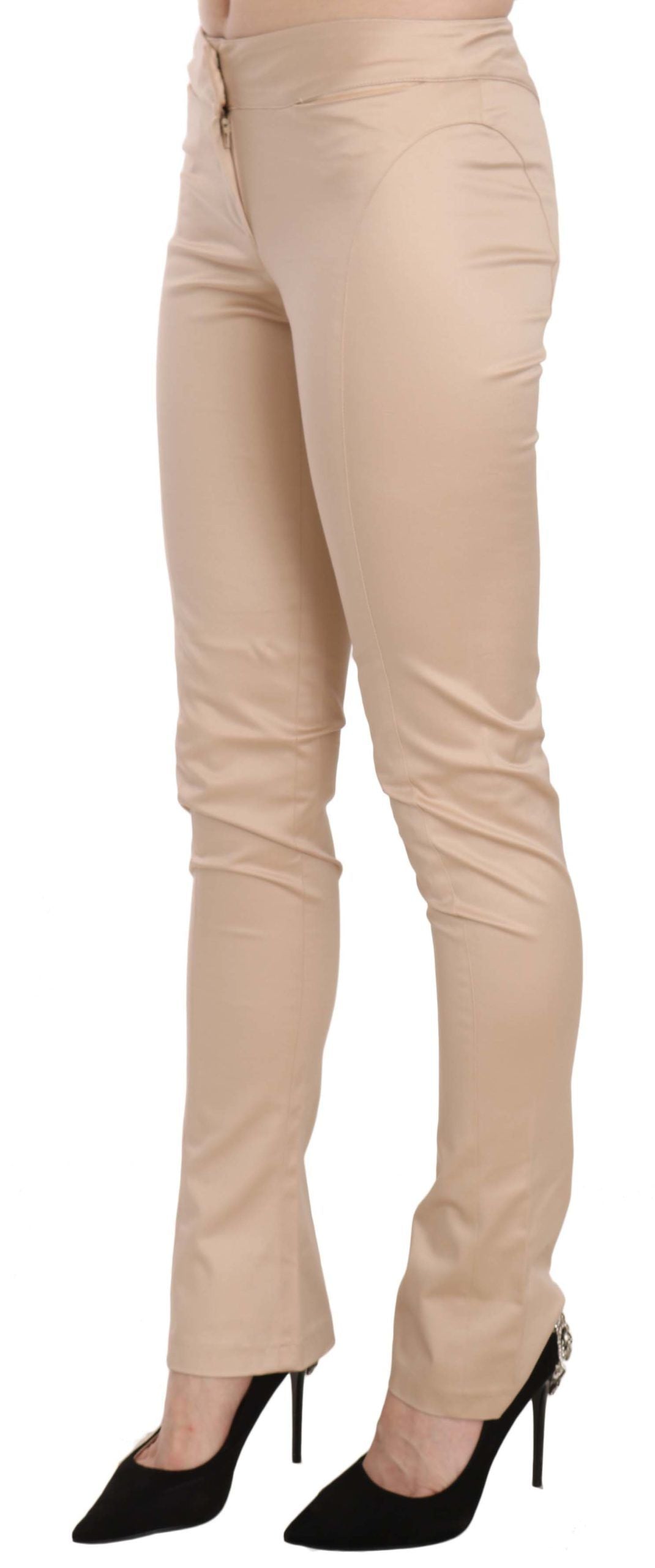 Just Cavalli – Enge, formelle Hose mit niedriger Taille in Creme