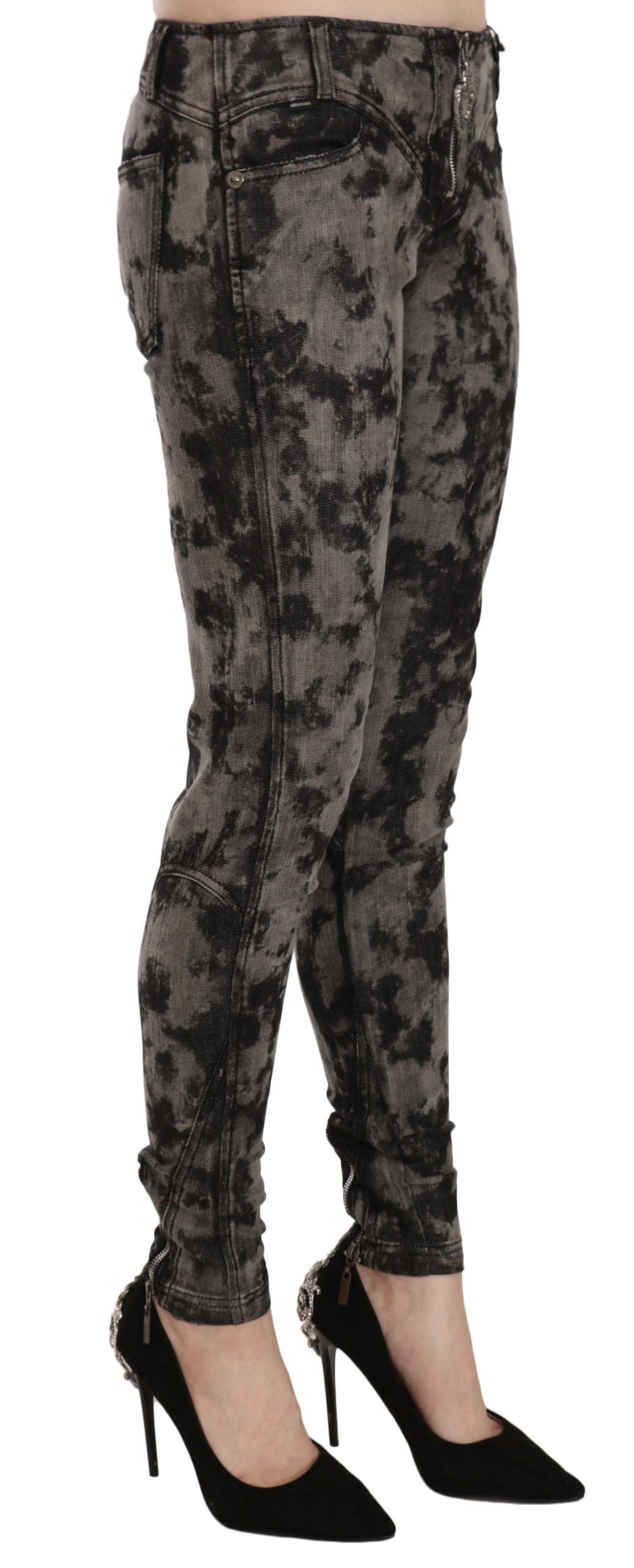Just Cavalli – Schwarze, graue, verblasste Skinny-Jeans mit niedriger Taille