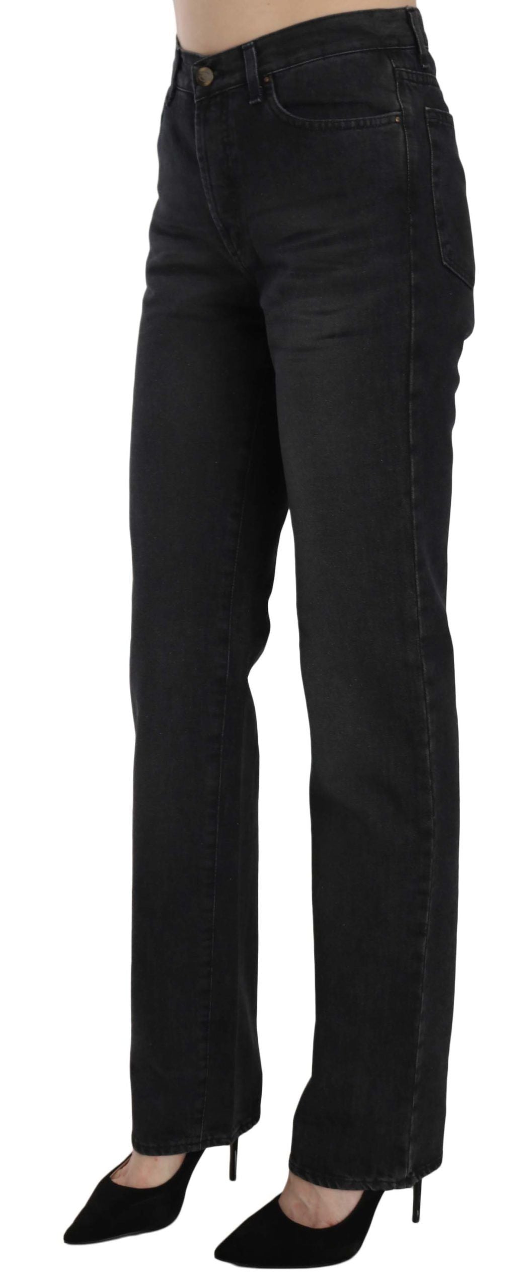 Just Cavalli – Schwarze, verwaschene Jeans mit hoher Taille und geradem Schnitt