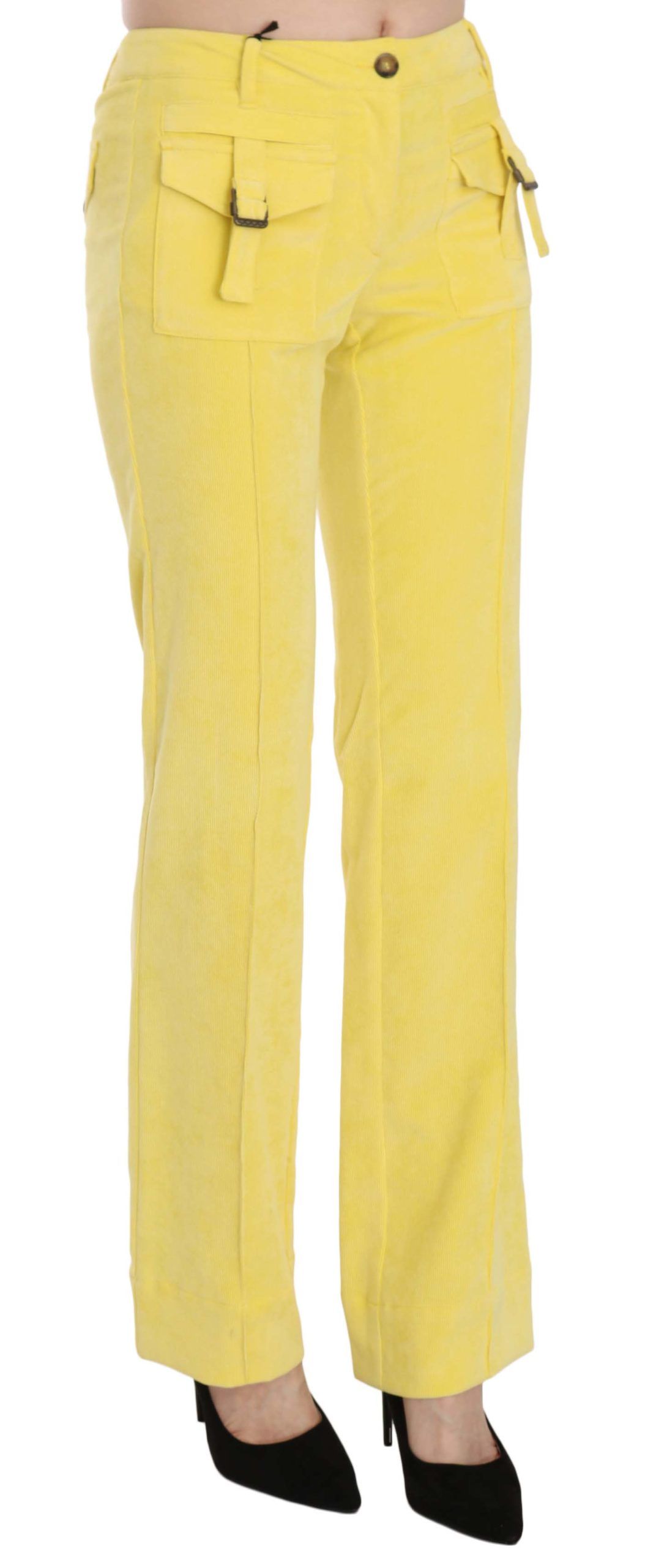 Just Cavalli Gelbe Cordhose mit mittlerer Taille und geradem Bein