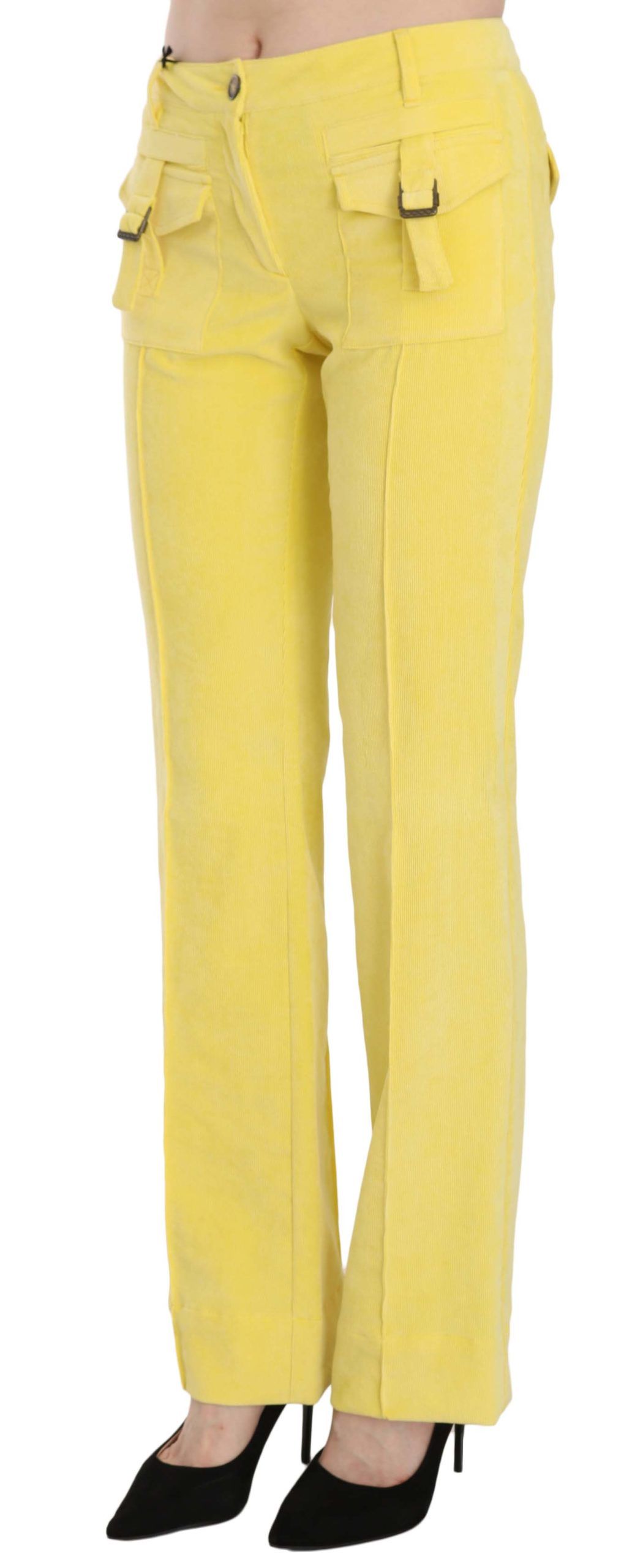 Just Cavalli Gelbe Cordhose mit mittlerer Taille und geradem Bein