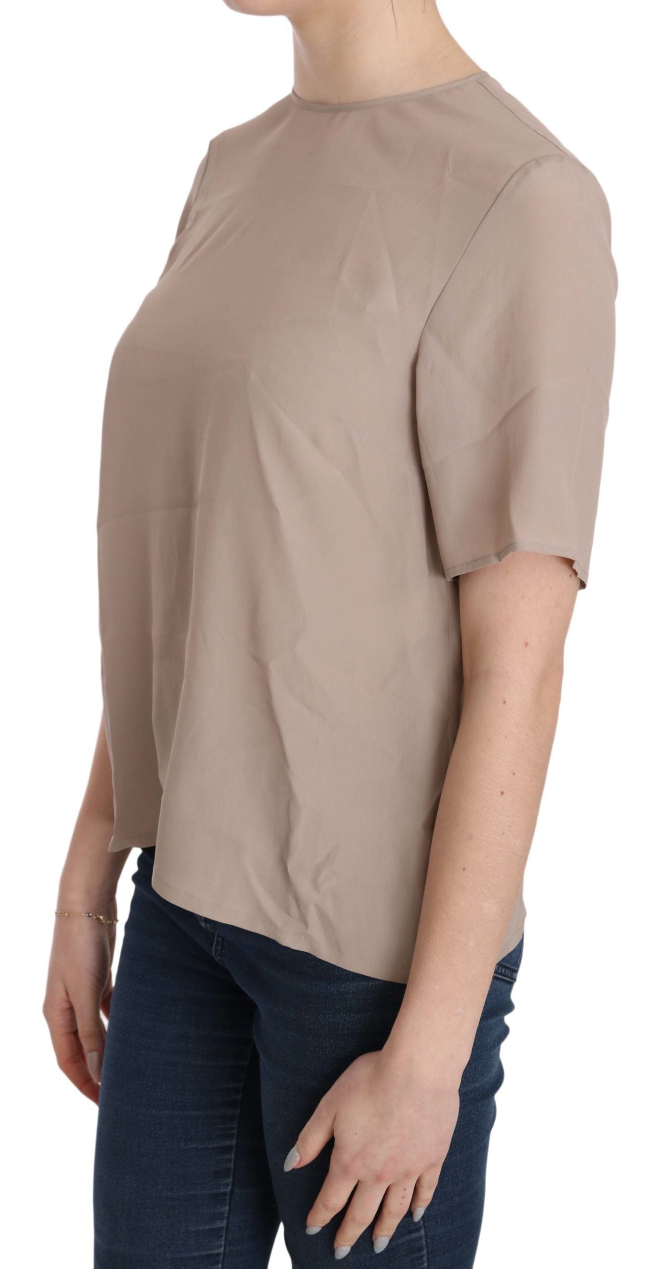 Dolce & Gabbana Beige Kurzarmbluse mit Rundhalsausschnitt