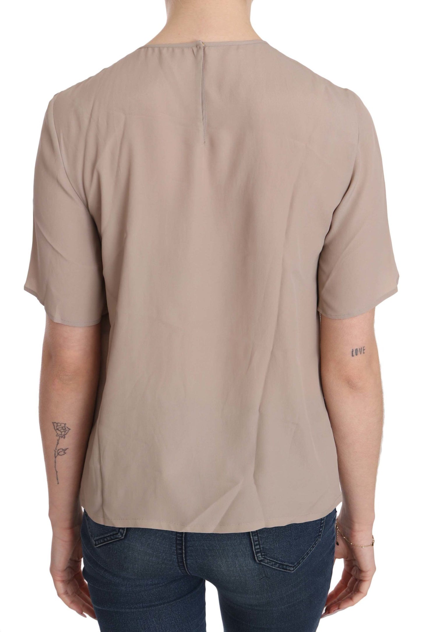 Dolce & Gabbana Beige Kurzarmbluse mit Rundhalsausschnitt