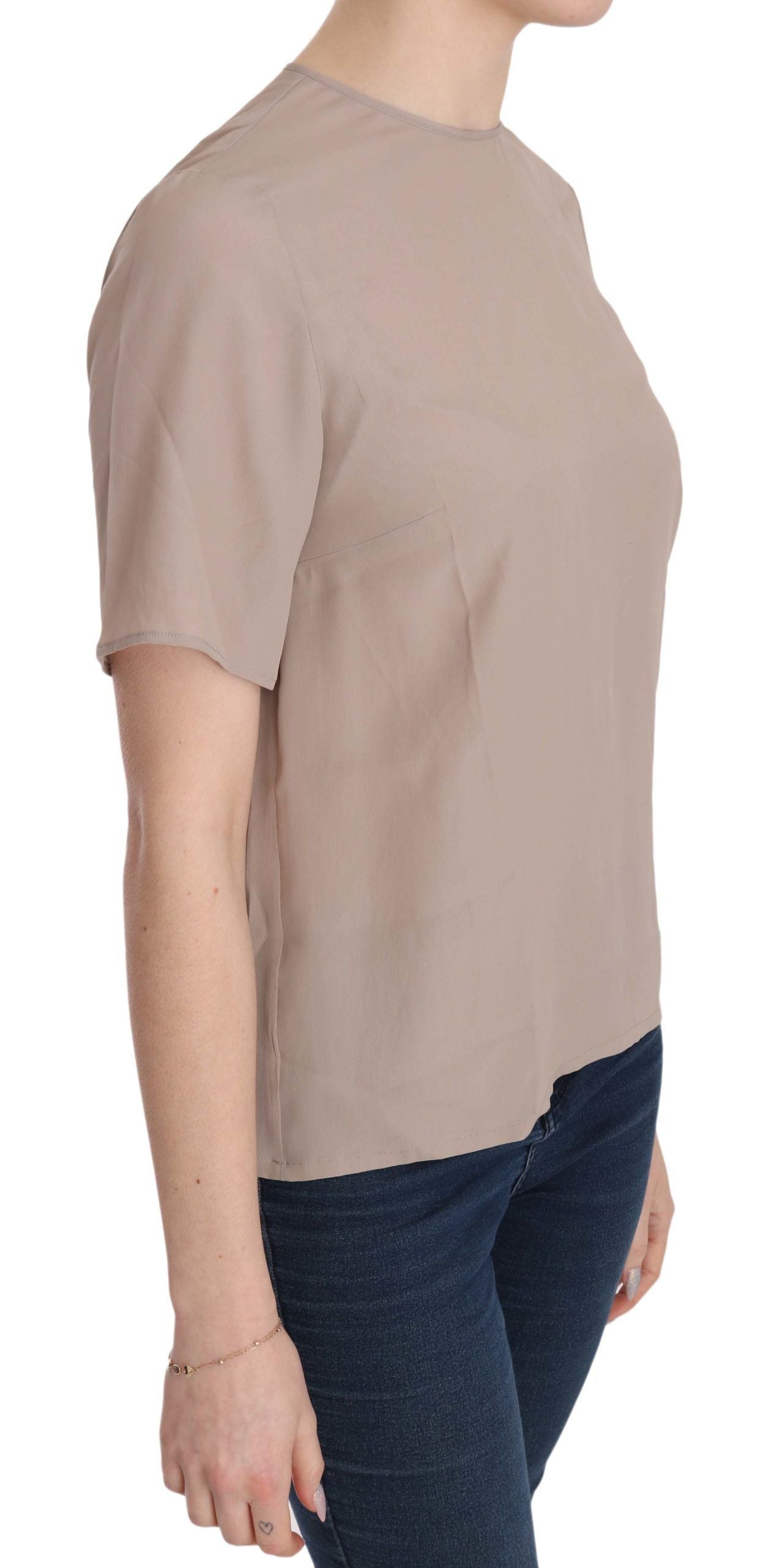 Dolce & Gabbana Beige Kurzarmbluse mit Rundhalsausschnitt