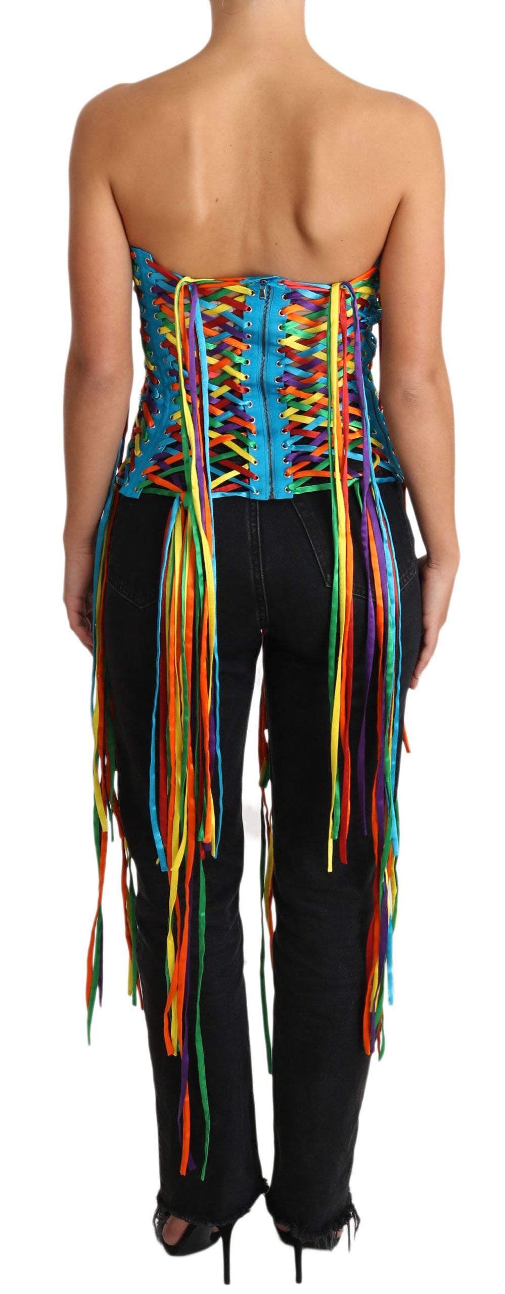 Dolce & Gabbana Multicolor Strings Bustier Polyester Corset Top