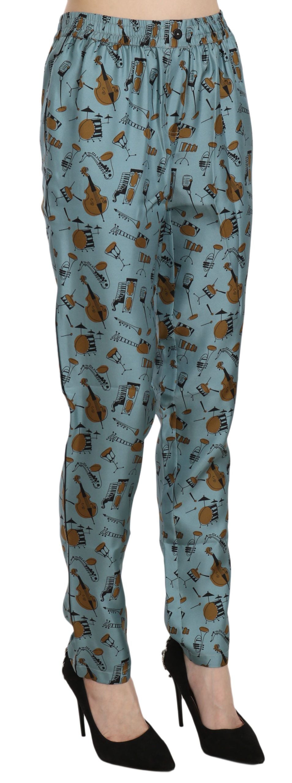 Dolce & Gabbana – Karottenhose mit Musikinstrumenten-Print in Blau