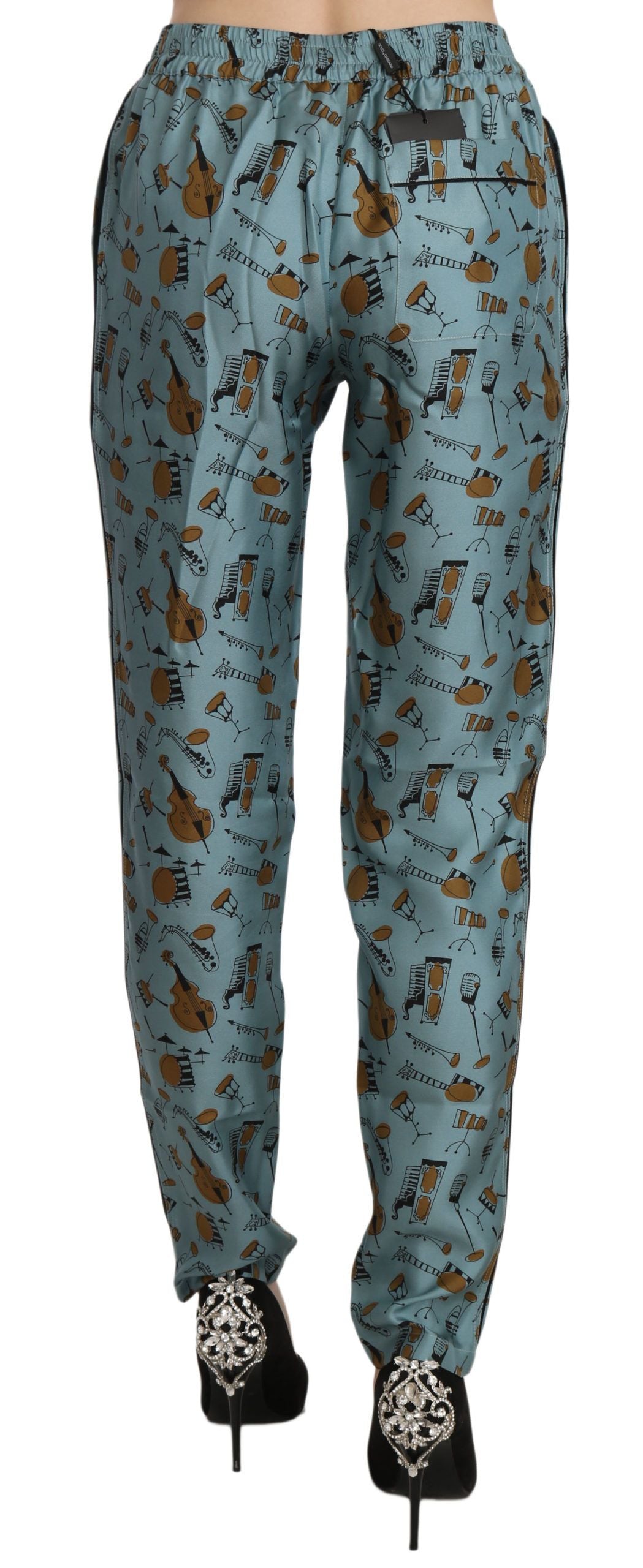 Dolce & Gabbana – Karottenhose mit Musikinstrumenten-Print in Blau
