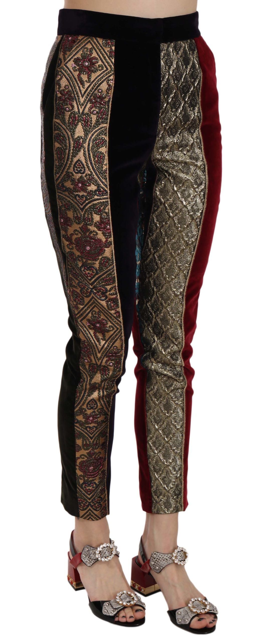 Dolce & Gabbana – Mehrfarbige, verkürzte, schmal zulaufende Jacquard-Hose