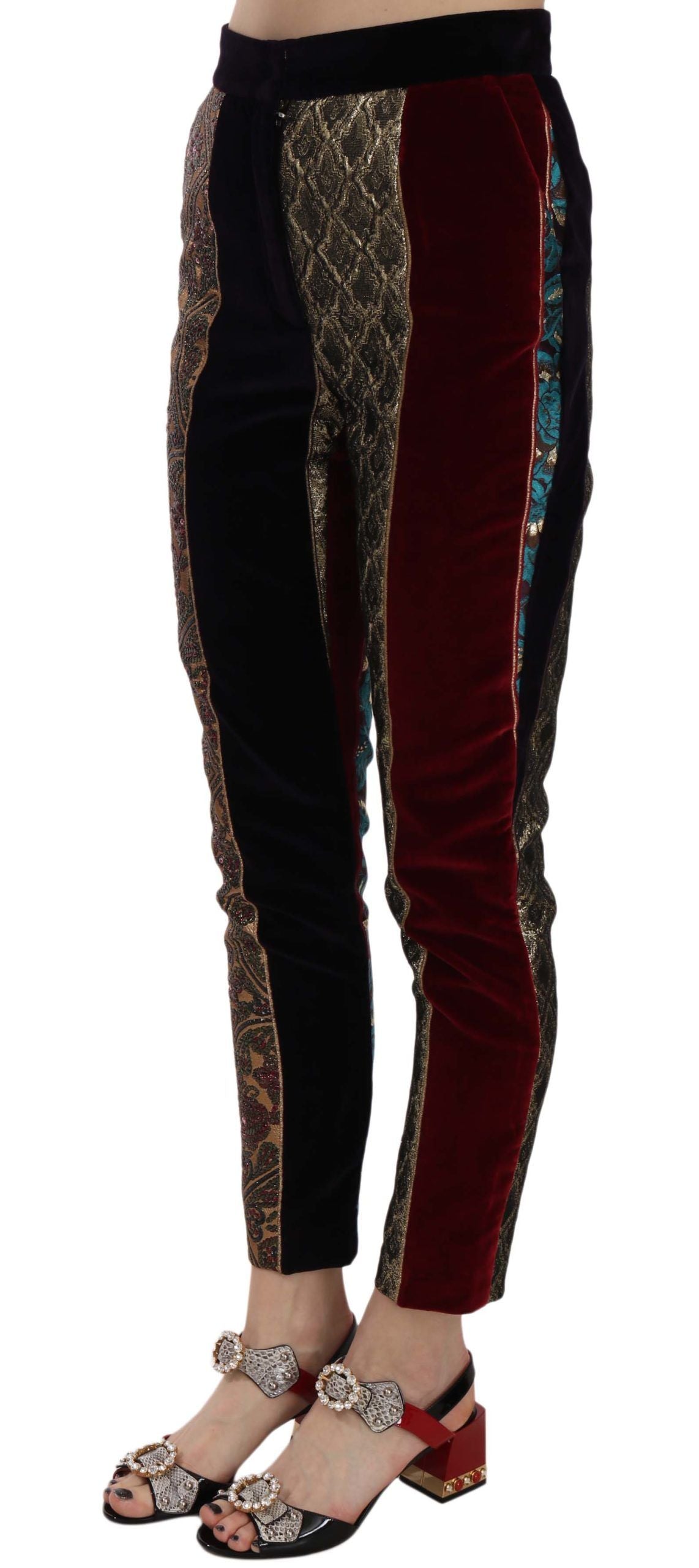 Dolce & Gabbana – Mehrfarbige, verkürzte, schmal zulaufende Jacquard-Hose