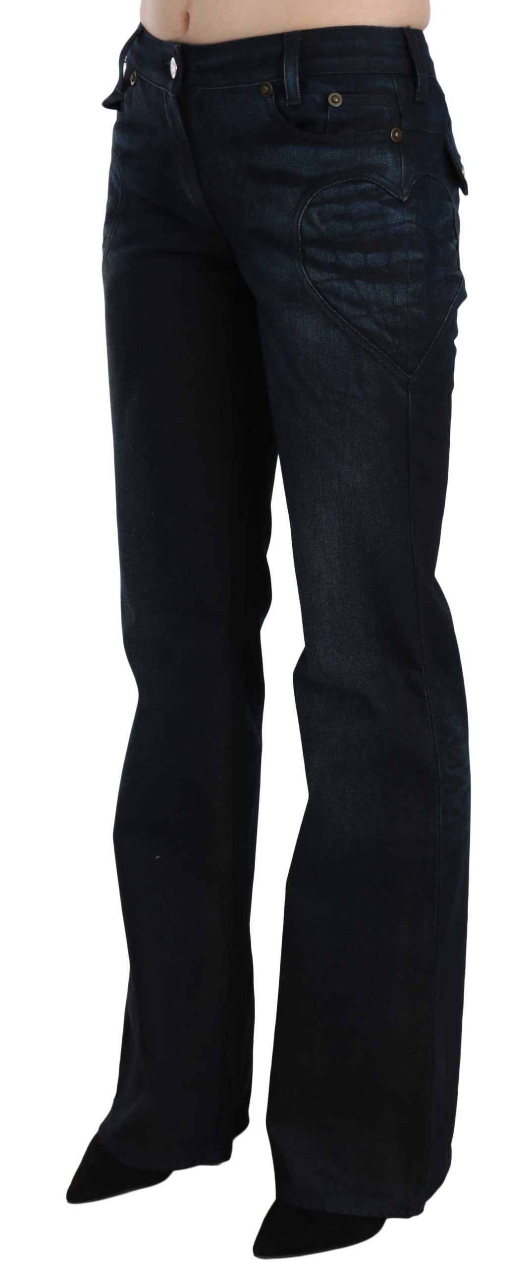 Just Cavalli – Blau verwaschene, gerade Jeanshose mit mittlerer Taille