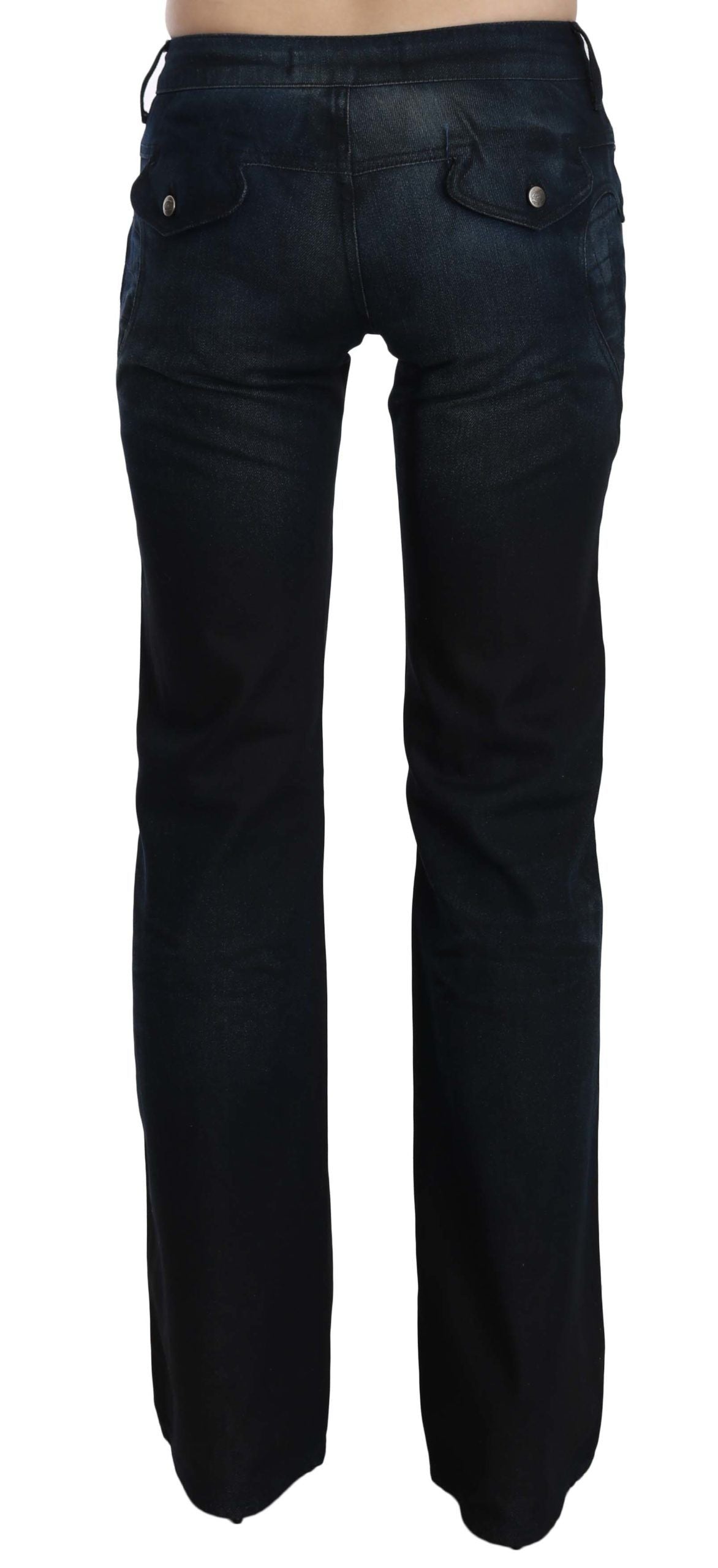 Just Cavalli – Blau verwaschene, gerade Jeanshose mit mittlerer Taille