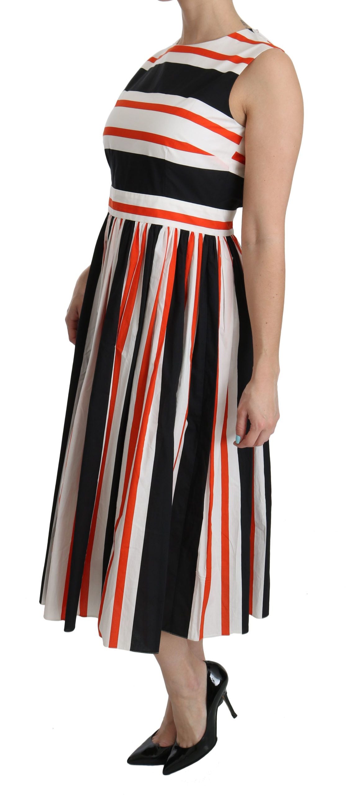 Dolce & Gabbana – A-Linien-Midikleid mit Plissee und mehrfarbigen Streifen
