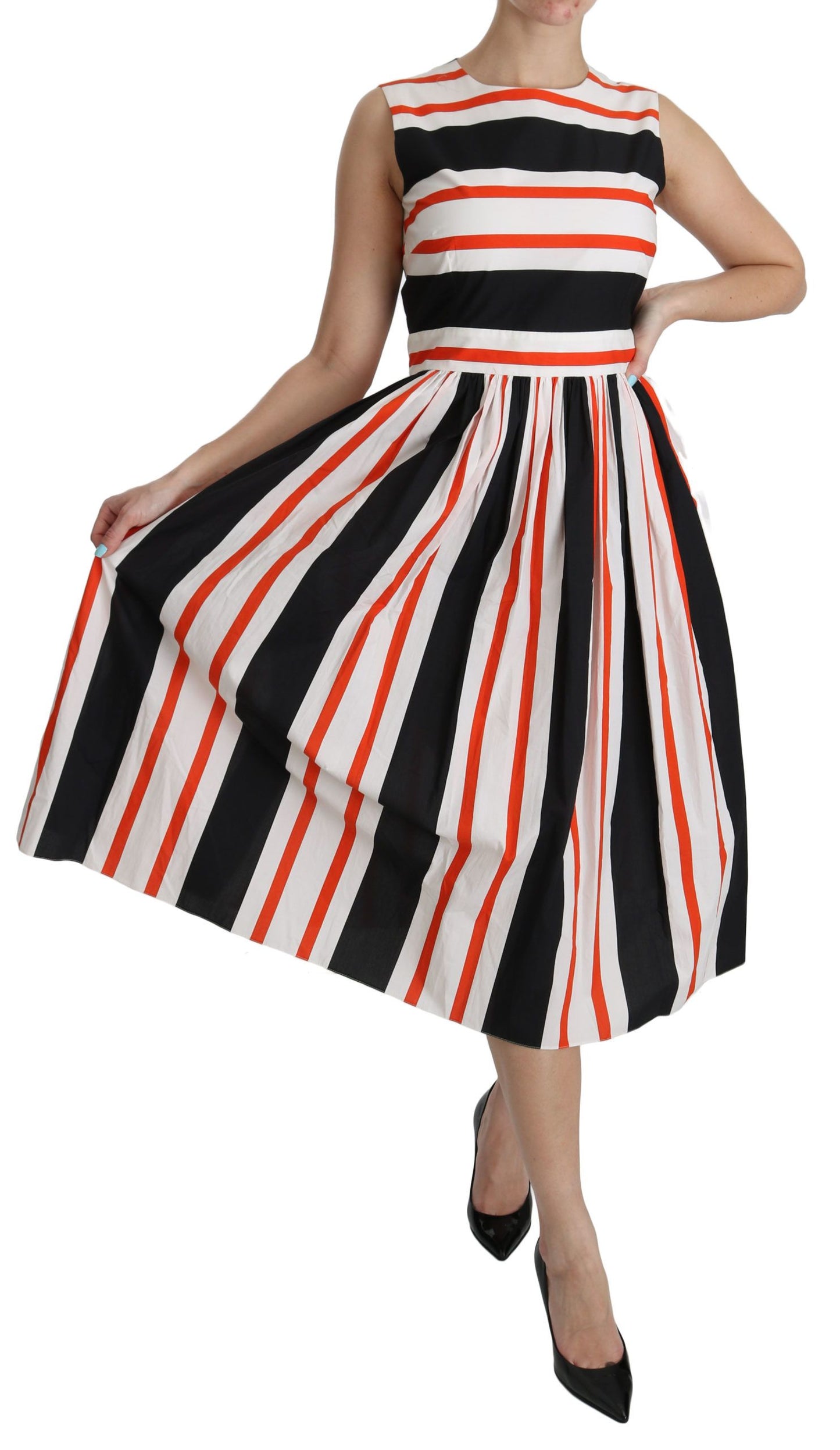 Dolce & Gabbana – A-Linien-Midikleid mit Plissee und mehrfarbigen Streifen