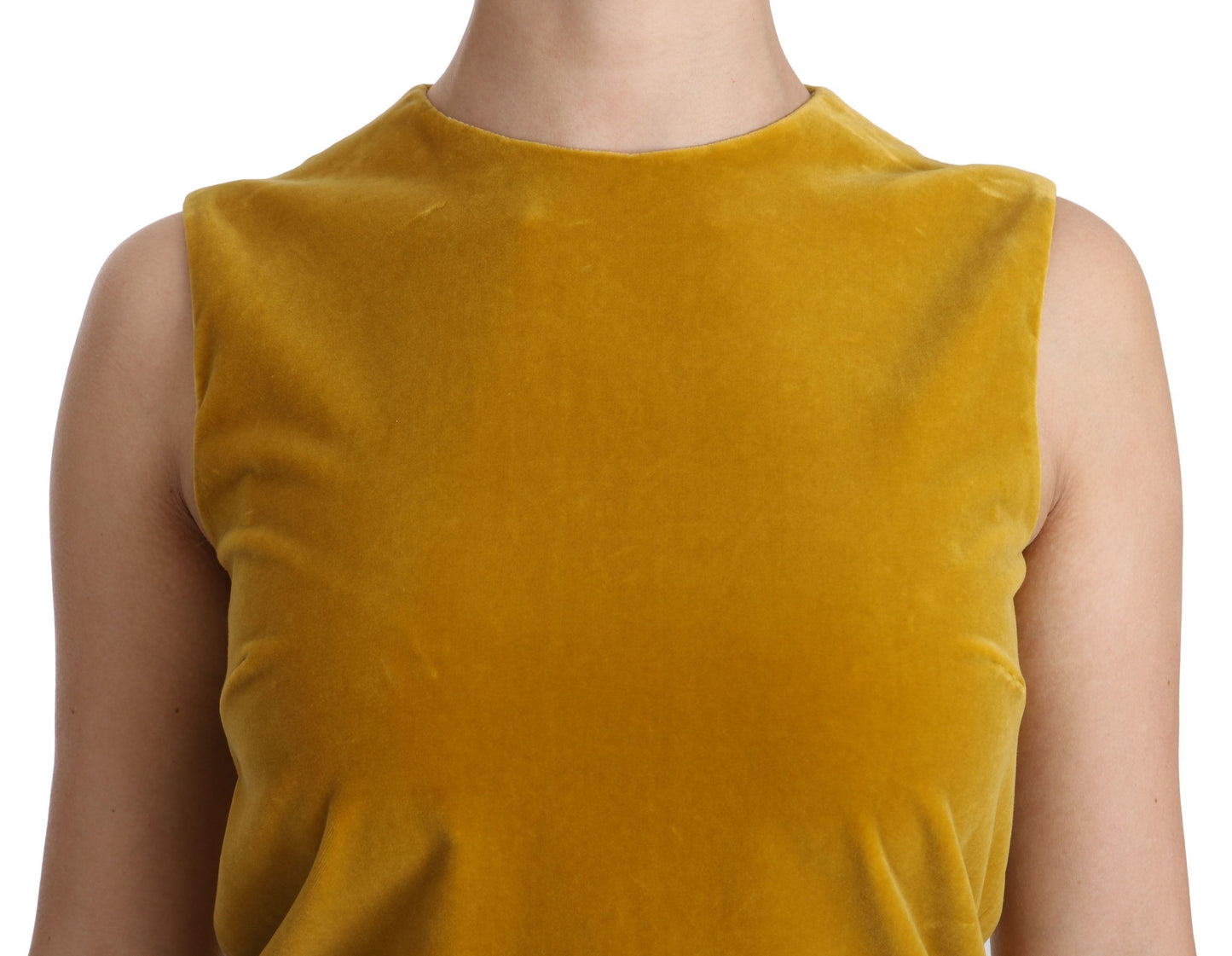 Dolce & Gabbana – Senfgelbes Stretch-Etuikleid aus Samt