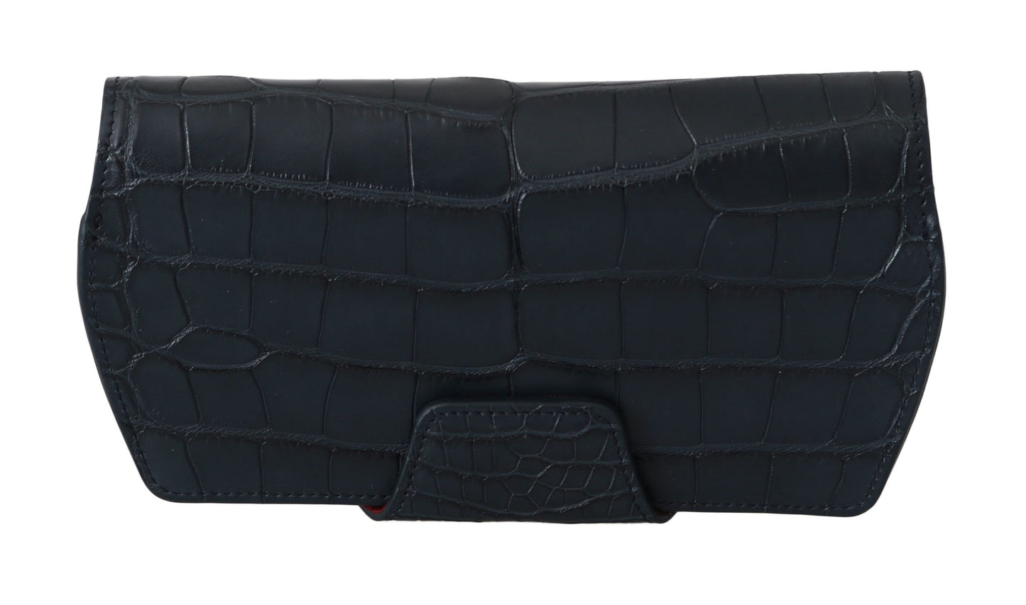 Dolce & Gabbana Blaues Krokodil-Etui für Sonnenbrillen