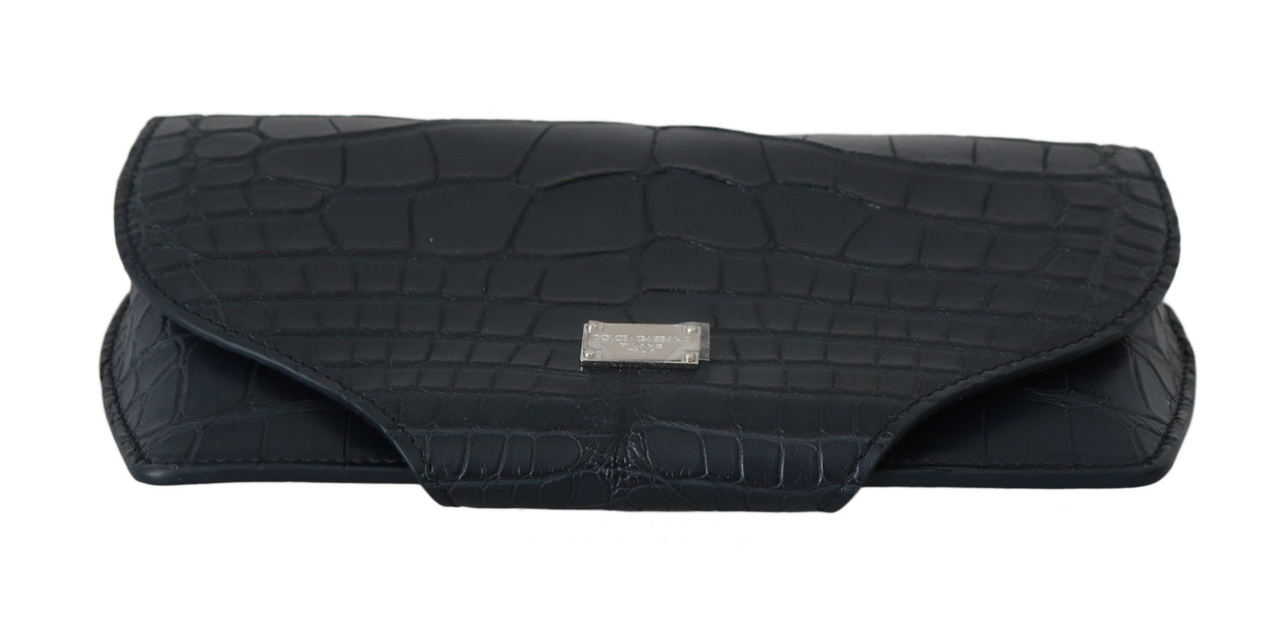 Dolce & Gabbana Blaues Krokodil-Etui für Sonnenbrillen