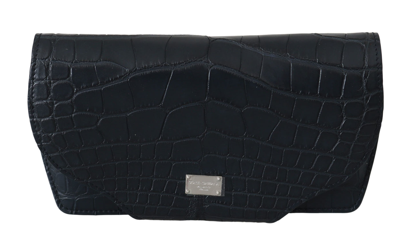 Dolce & Gabbana Blaues Krokodil-Etui für Sonnenbrillen