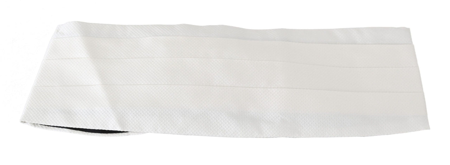 Dolce & Gabbana Weißer Herren-Taillengürtel, 100 % Seide, Kummerbund