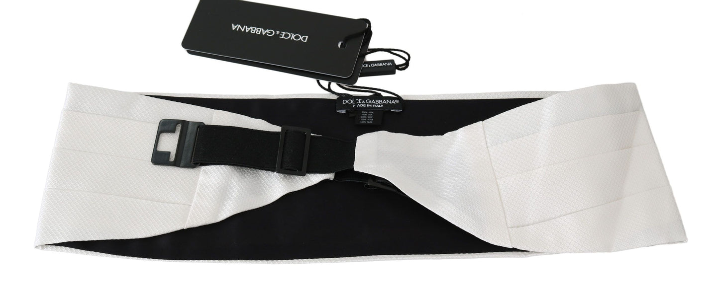 Dolce & Gabbana Weißer Herren-Taillengürtel, 100 % Seide, Kummerbund