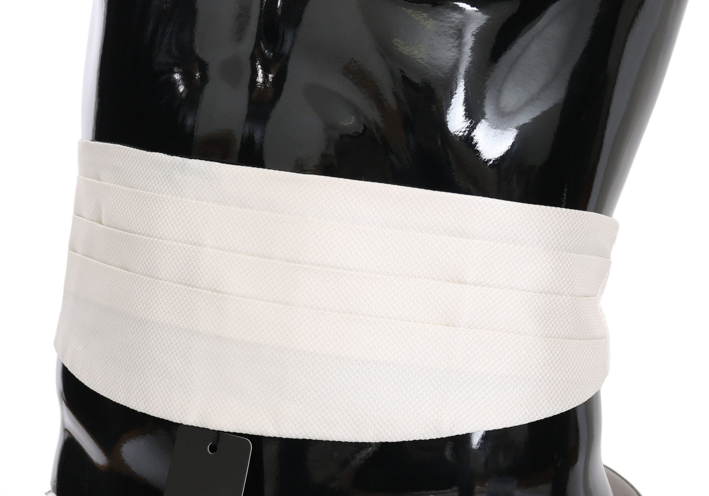Dolce & Gabbana Weißer Herren-Taillengürtel, 100 % Seide, Kummerbund