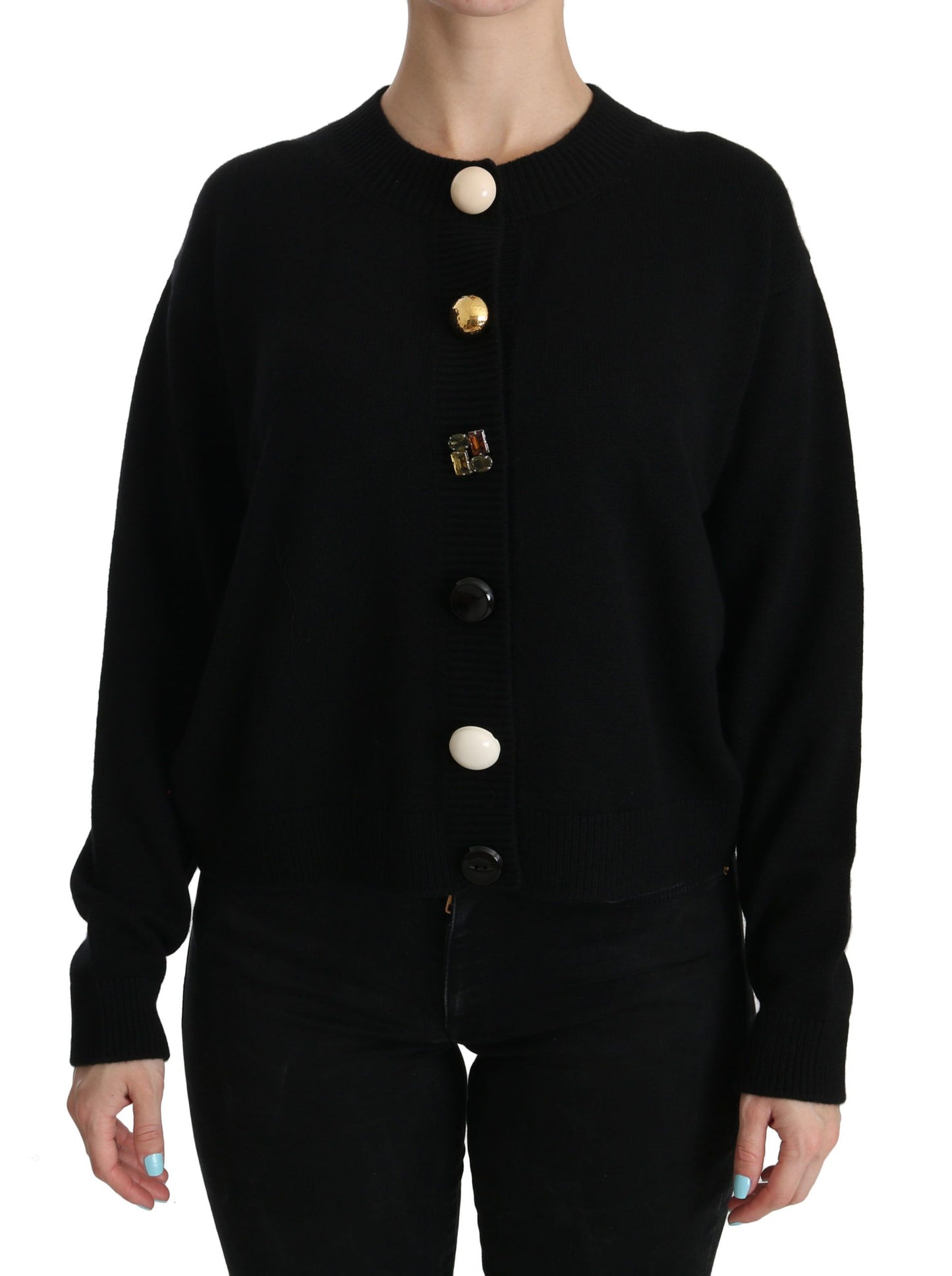 Dolce & Gabbana – Schwarzer Cardigan mit Knopfverzierung