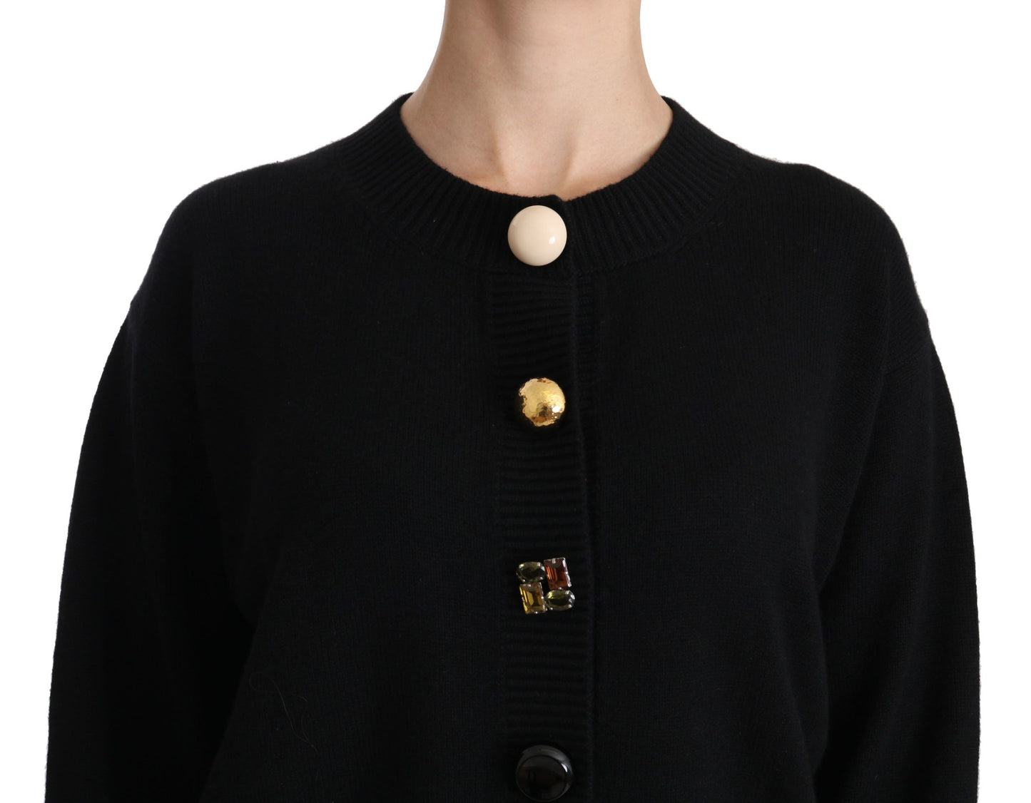 Dolce & Gabbana – Schwarzer Cardigan mit Knopfverzierung