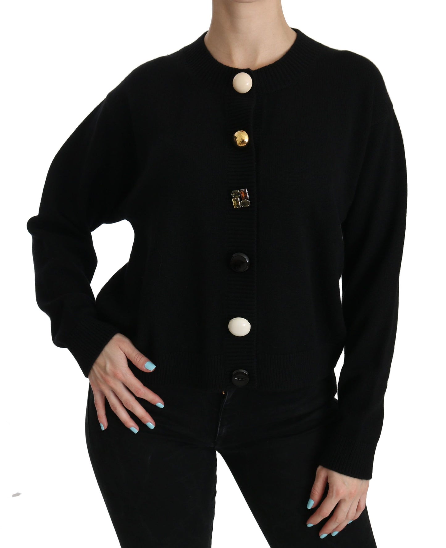 Dolce & Gabbana – Schwarzer Cardigan mit Knopfverzierung