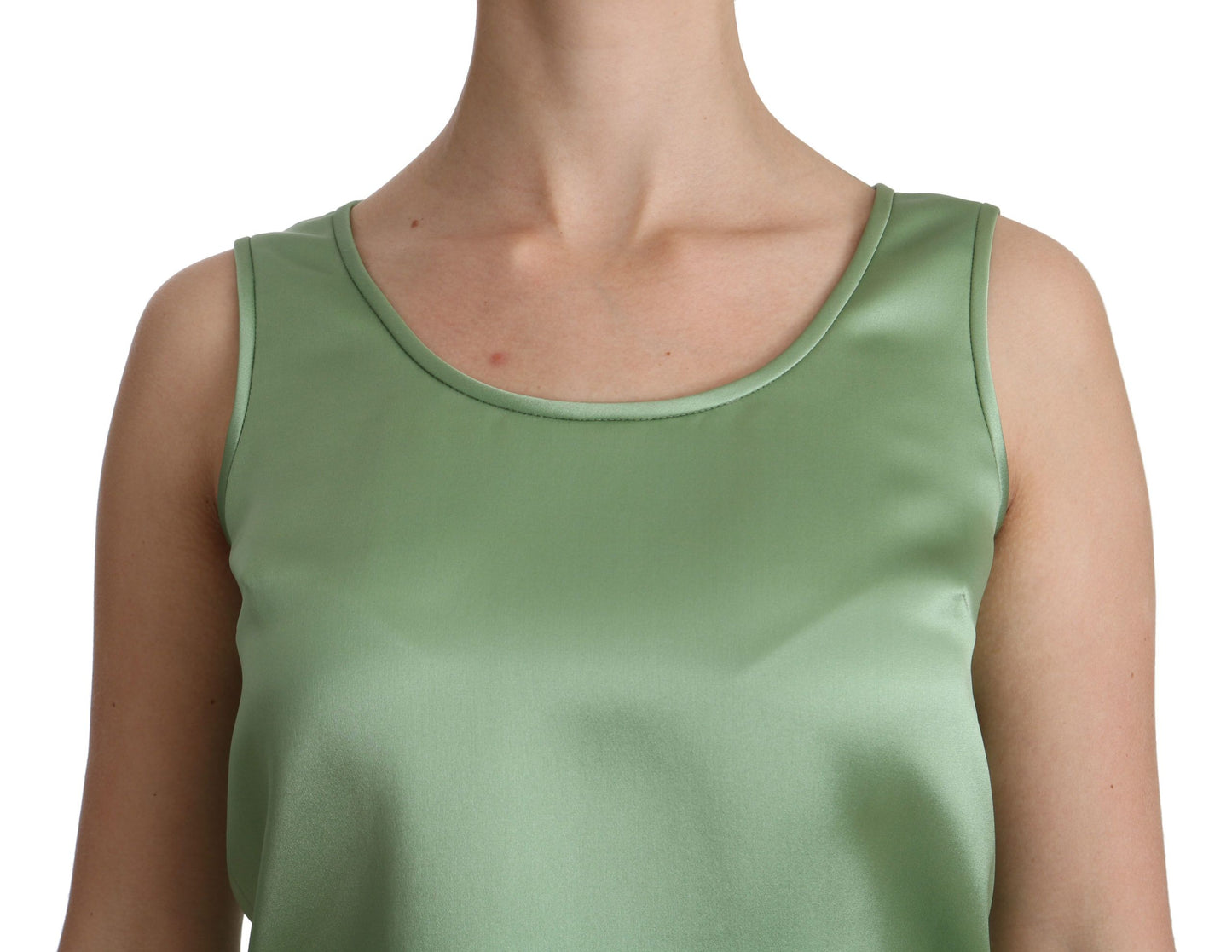 Dolce & Gabbana – Grüne, ärmellose Tank-Bluse aus 100 % Seide