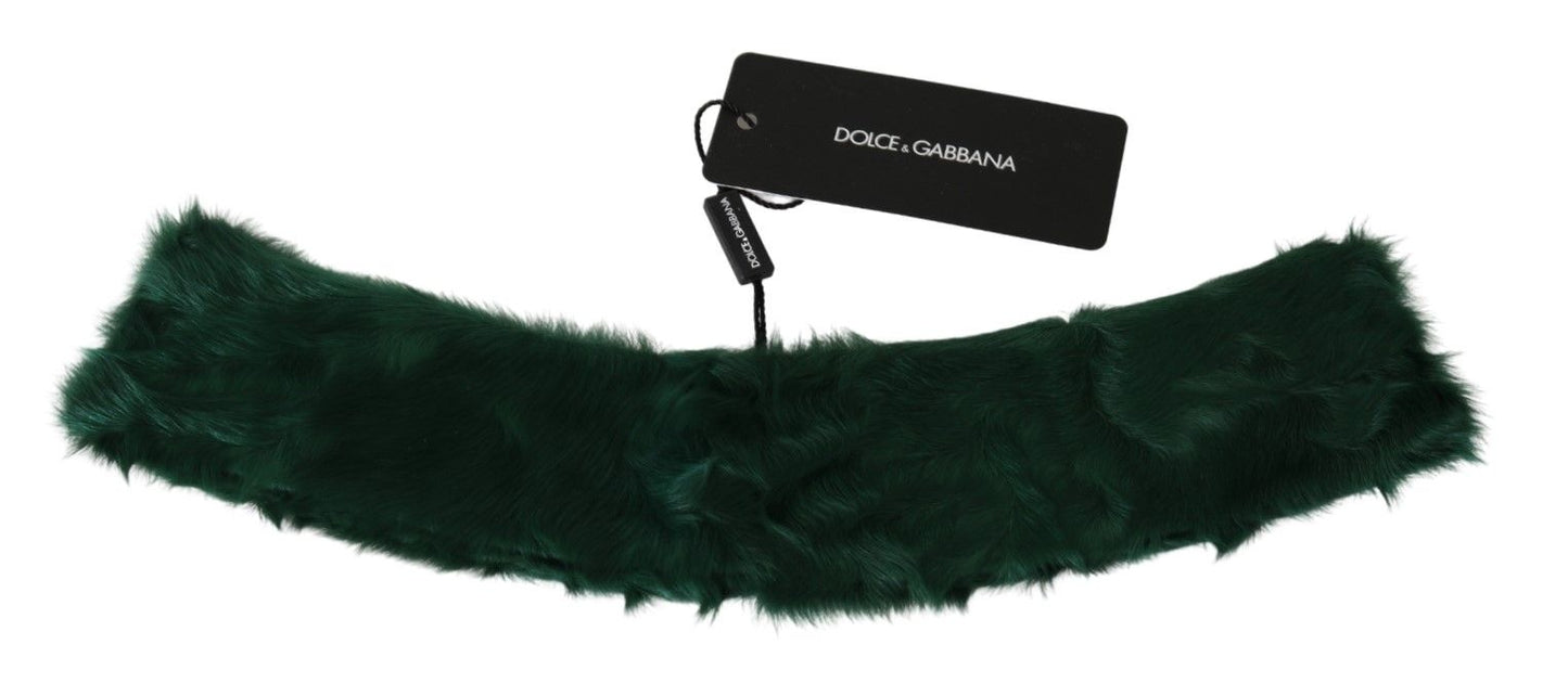 Dolce & Gabbana – Grüner Wickelschal aus Lammfell mit Pelzkragen