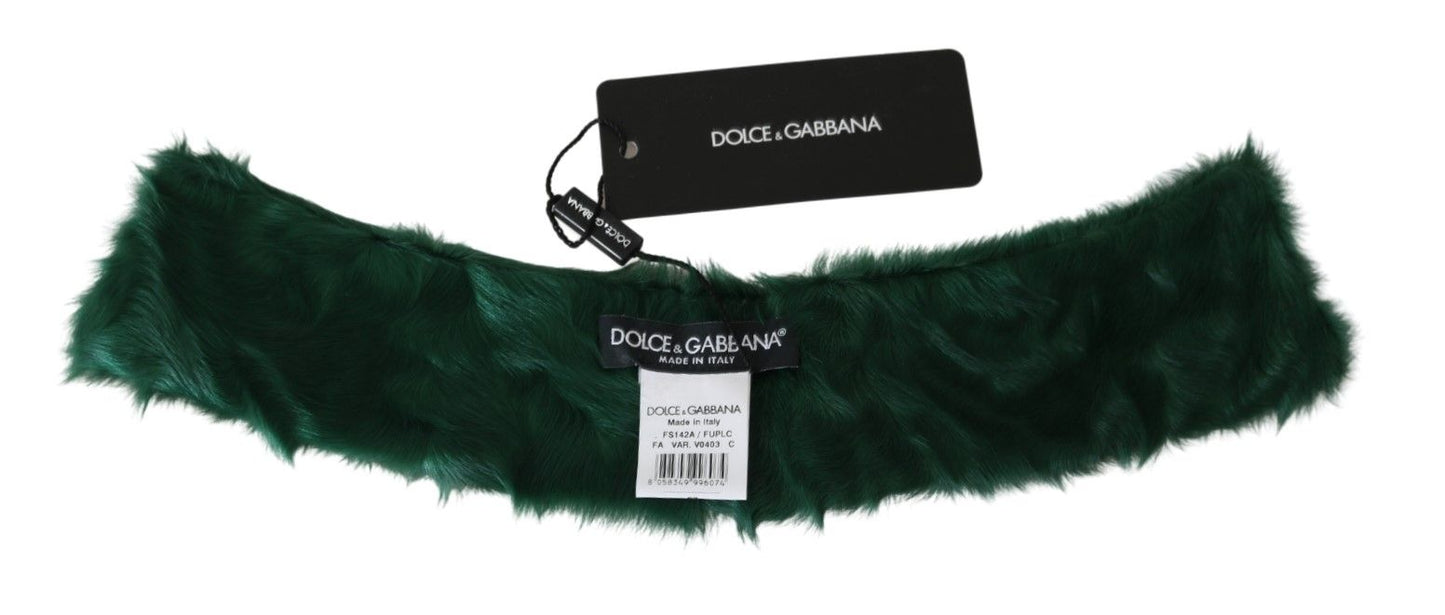 Dolce & Gabbana – Grüner Wickelschal aus Lammfell mit Pelzkragen