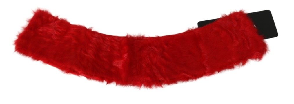 Dolce & Gabbana – Roter Wickelschal aus Lammfell mit Pelzkragen
