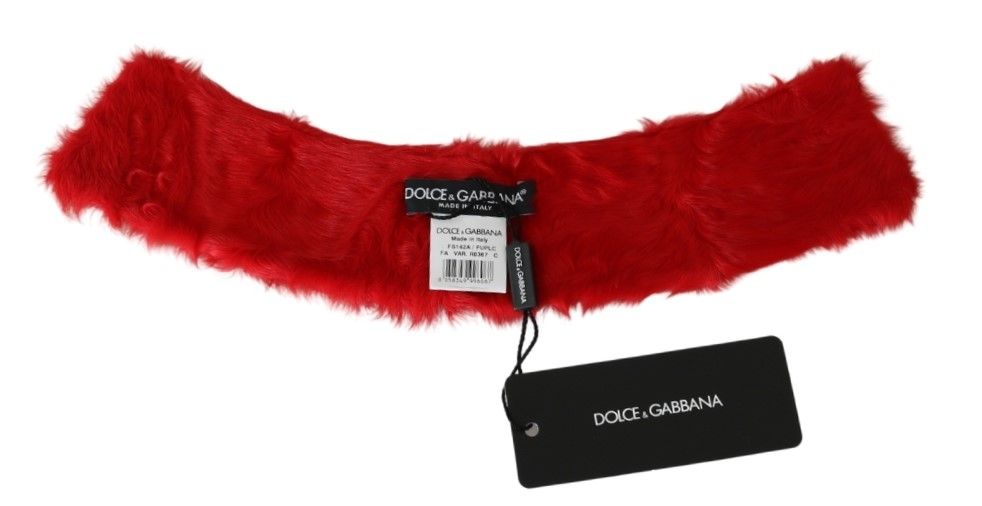 Dolce & Gabbana – Roter Wickelschal aus Lammfell mit Pelzkragen