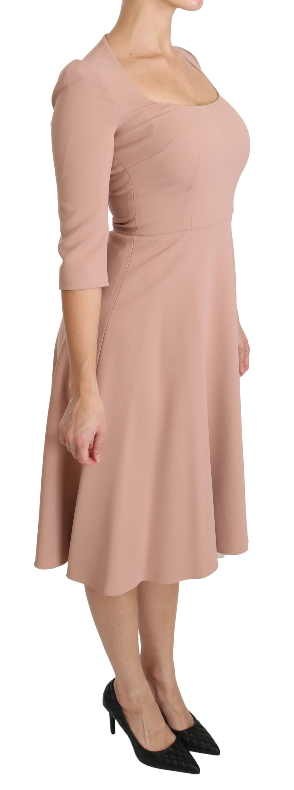 Dolce & Gabbana – A-Linien-Kleid aus Viskose mit 3/4-Ärmeln, Rosa