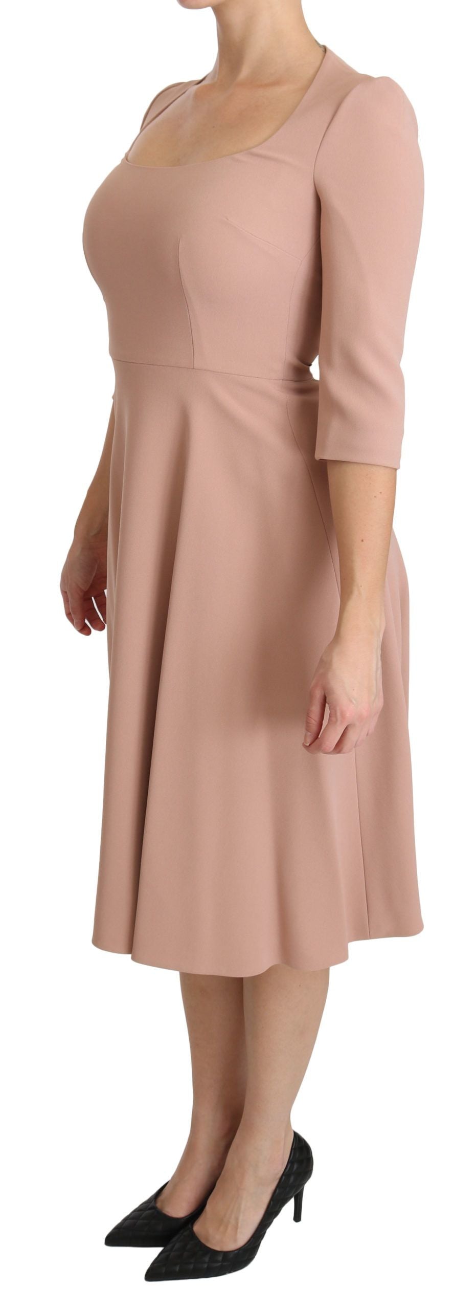Dolce & Gabbana – A-Linien-Kleid aus Viskose mit 3/4-Ärmeln, Rosa