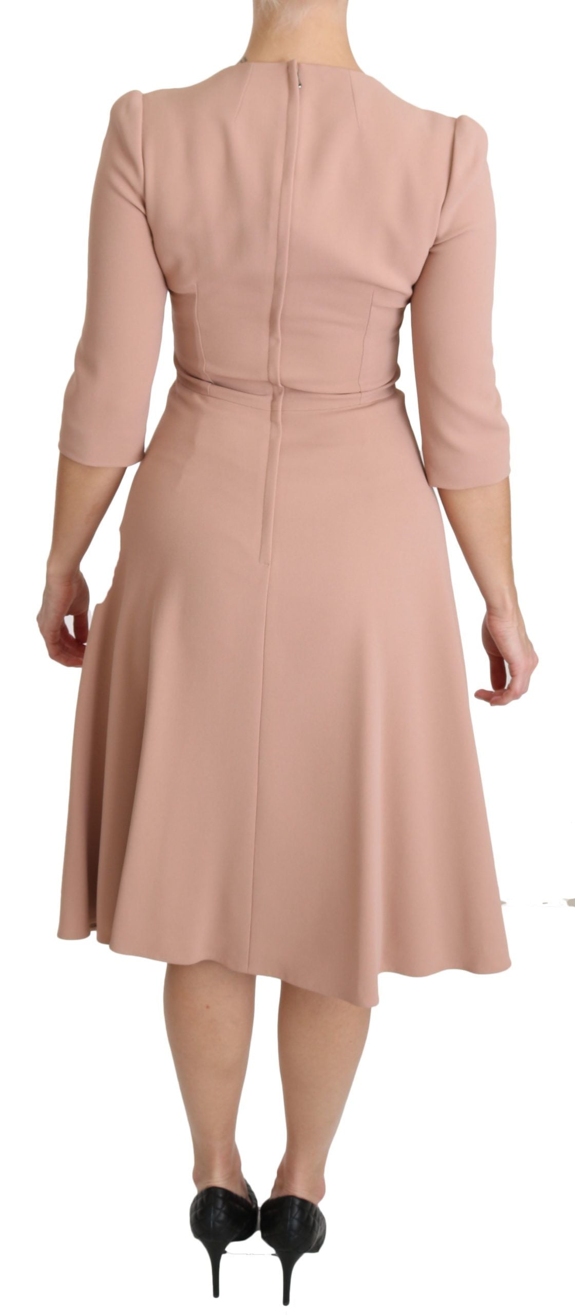Dolce & Gabbana – A-Linien-Kleid aus Viskose mit 3/4-Ärmeln, Rosa