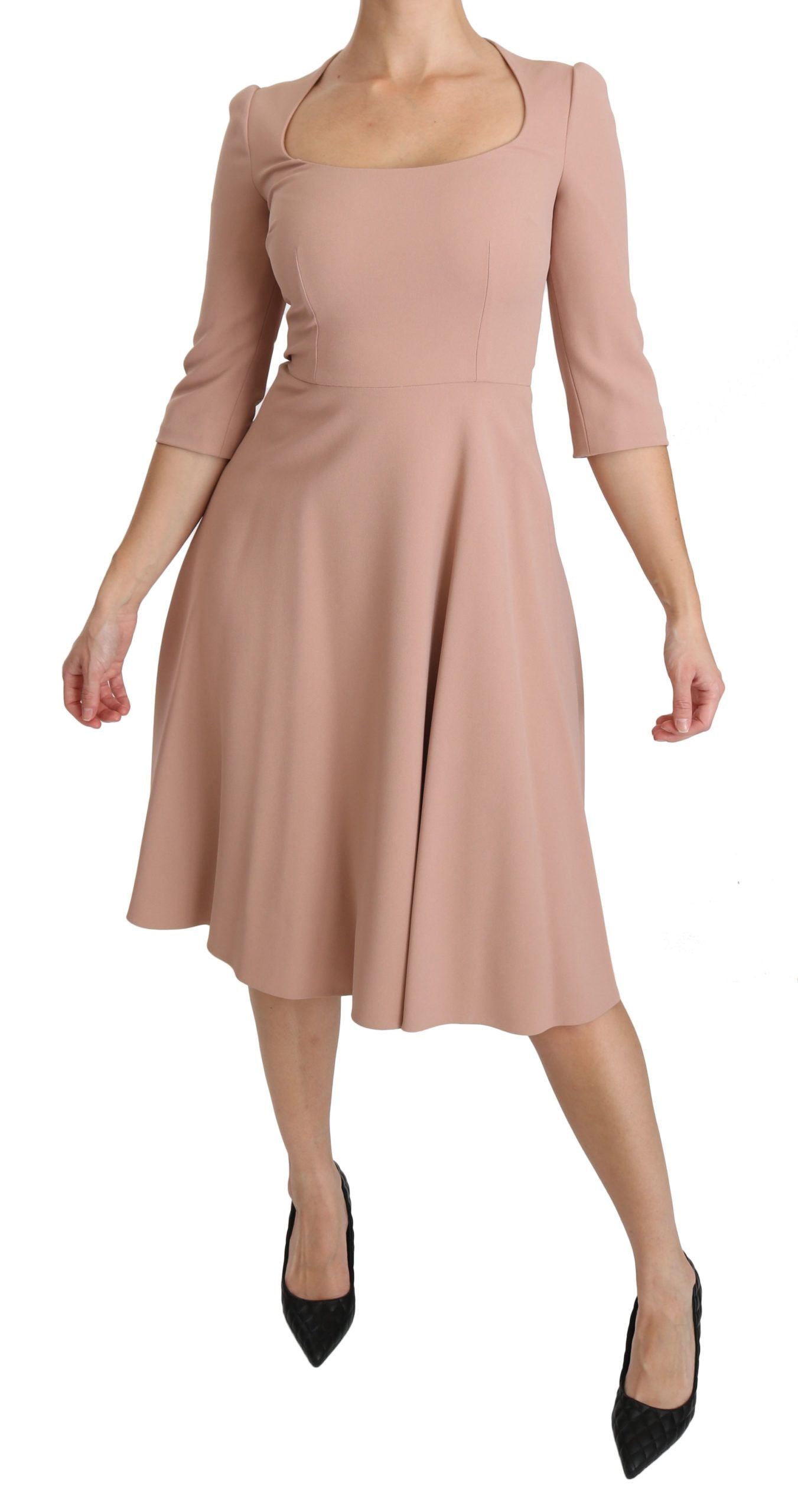 Dolce & Gabbana – A-Linien-Kleid aus Viskose mit 3/4-Ärmeln, Rosa