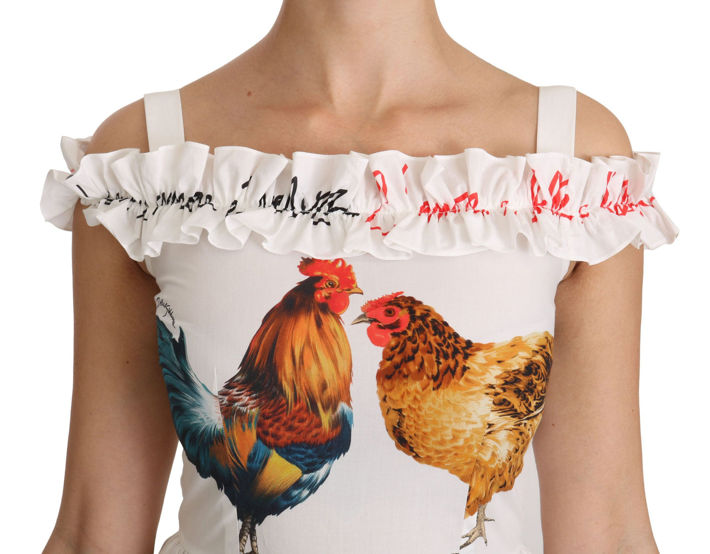 Dolce & Gabbana Weißes Midi-Etuikleid aus Baumwolle mit Hahnentrittmuster