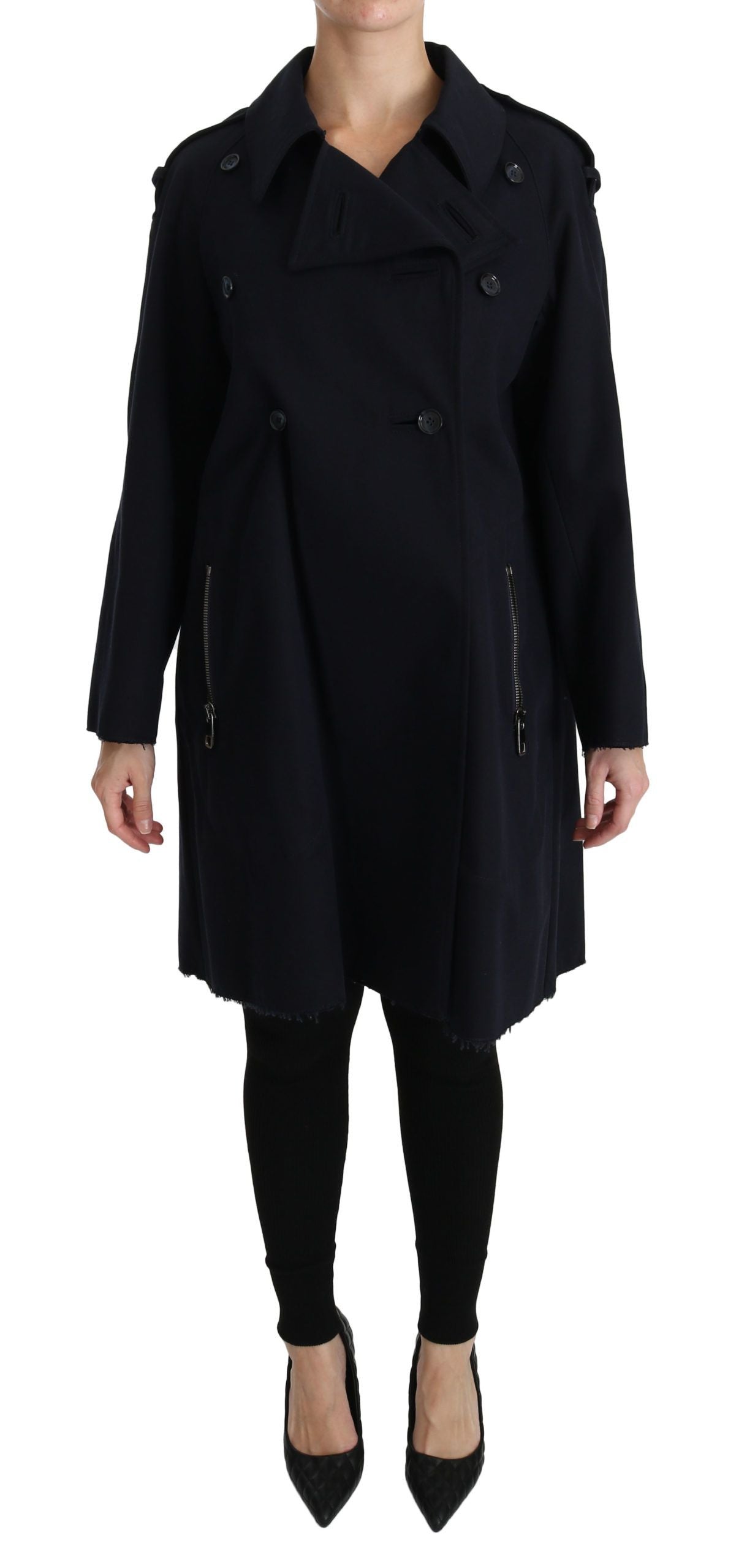 Dolce & Gabbana Mantel Blaue Trenchcoatjacke aus Baumwolle für Damen