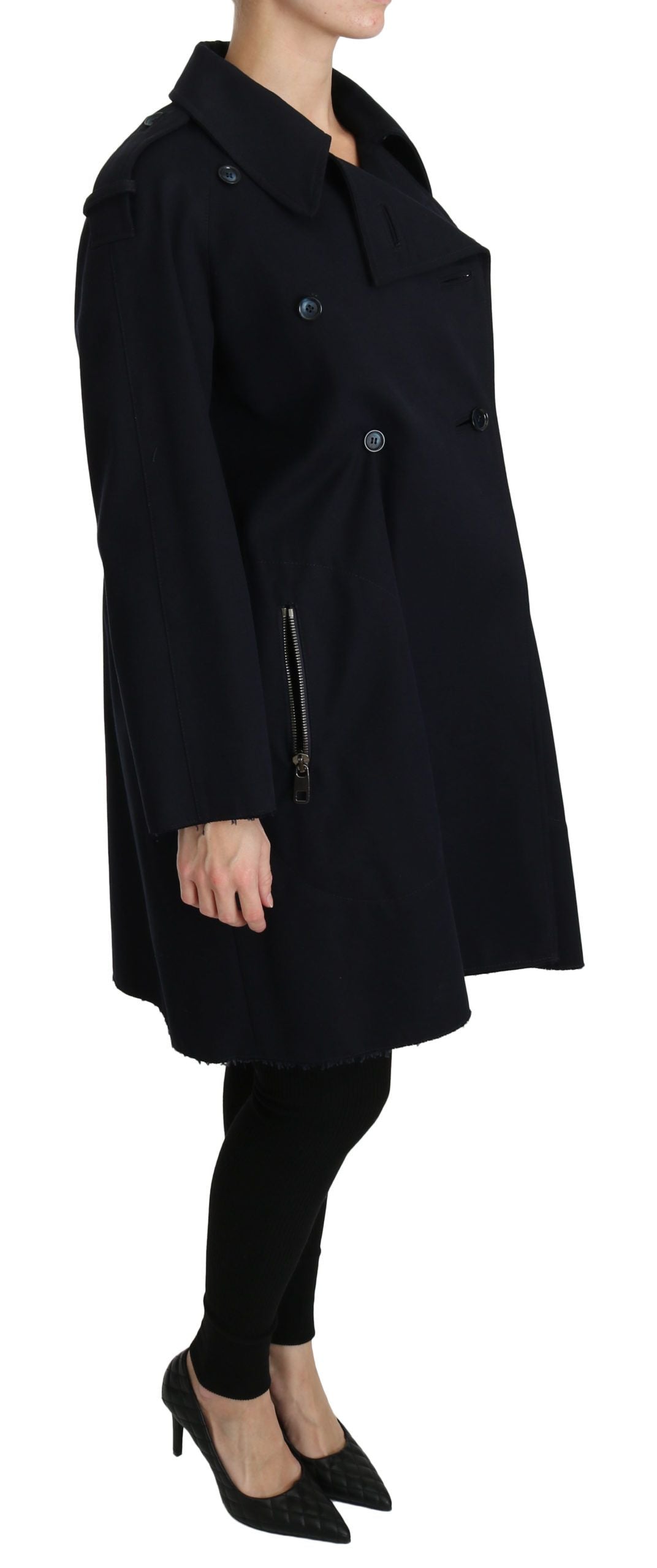 Dolce & Gabbana Mantel Blaue Trenchcoatjacke aus Baumwolle für Damen
