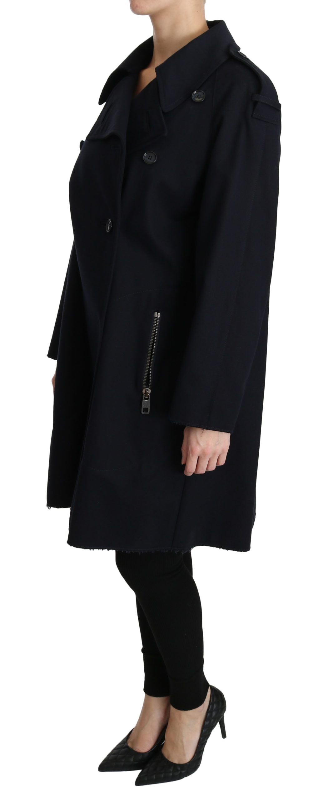 Dolce & Gabbana Mantel Blaue Trenchcoatjacke aus Baumwolle für Damen