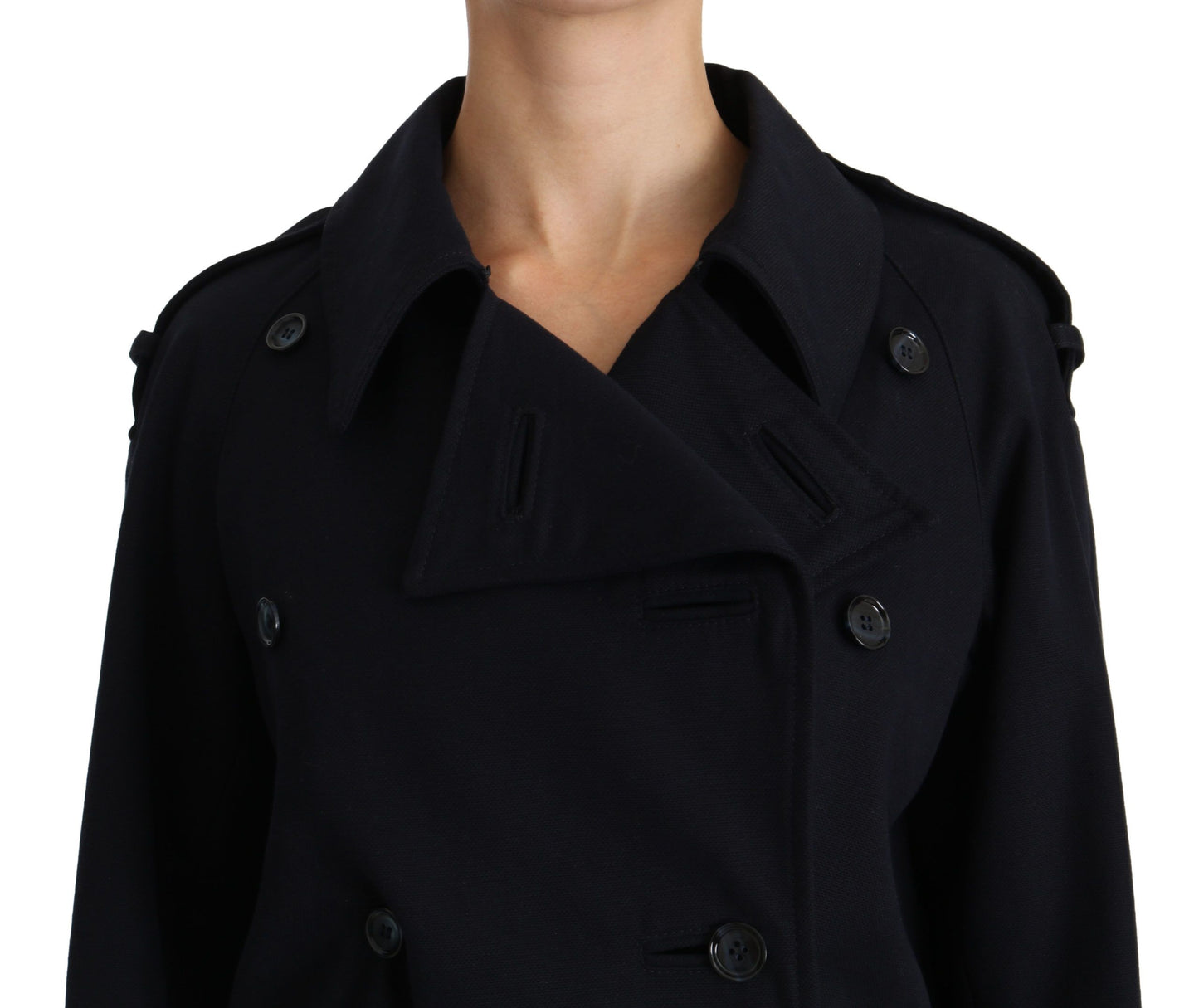 Dolce & Gabbana Mantel Blaue Trenchcoatjacke aus Baumwolle für Damen