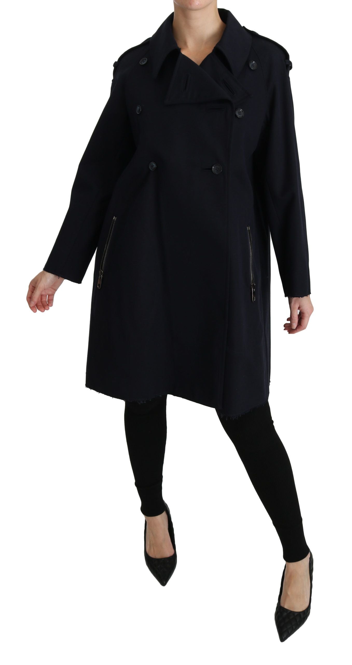 Dolce & Gabbana Mantel Blaue Trenchcoatjacke aus Baumwolle für Damen