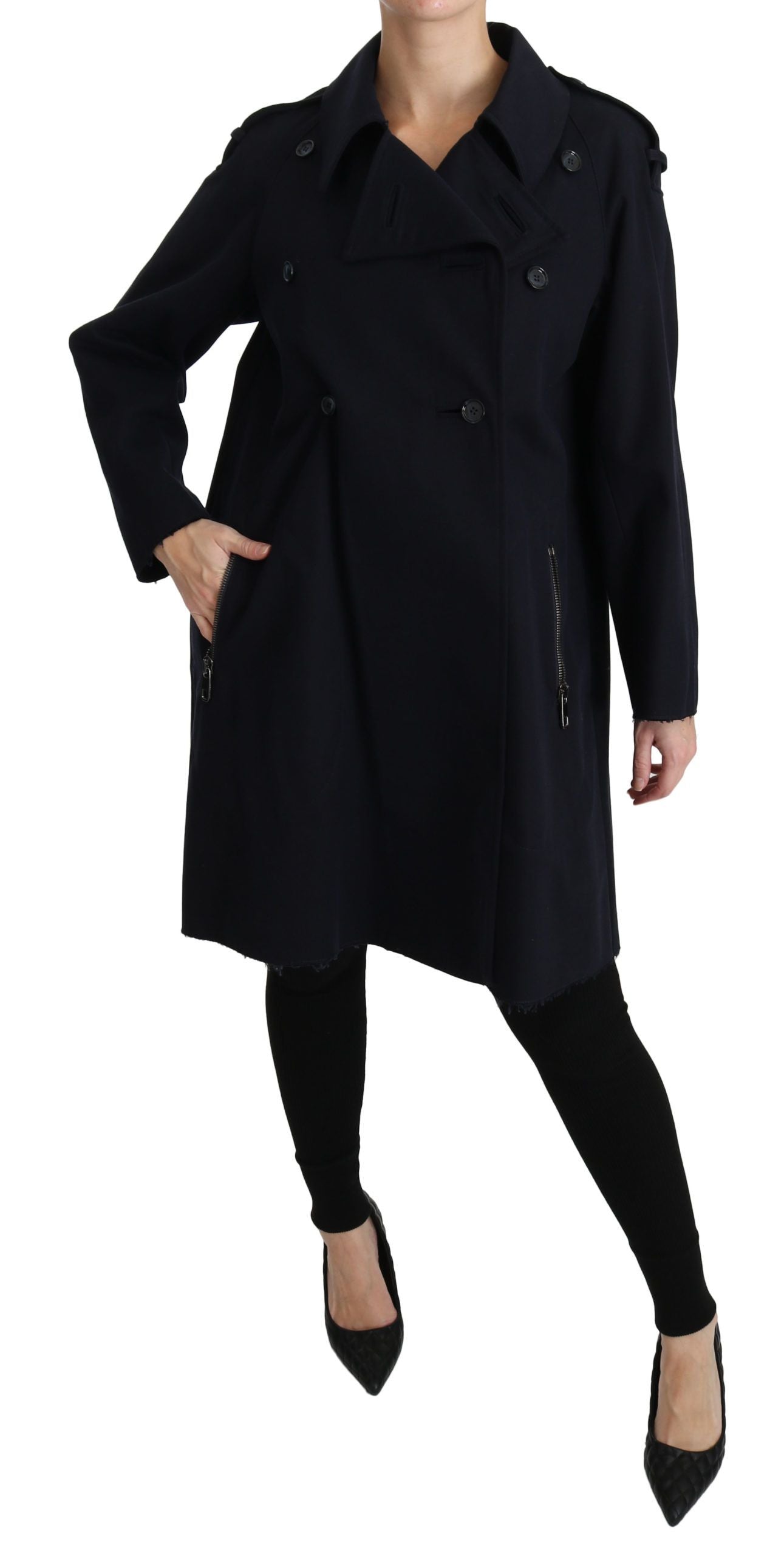 Dolce & Gabbana Mantel Blaue Trenchcoatjacke aus Baumwolle für Damen
