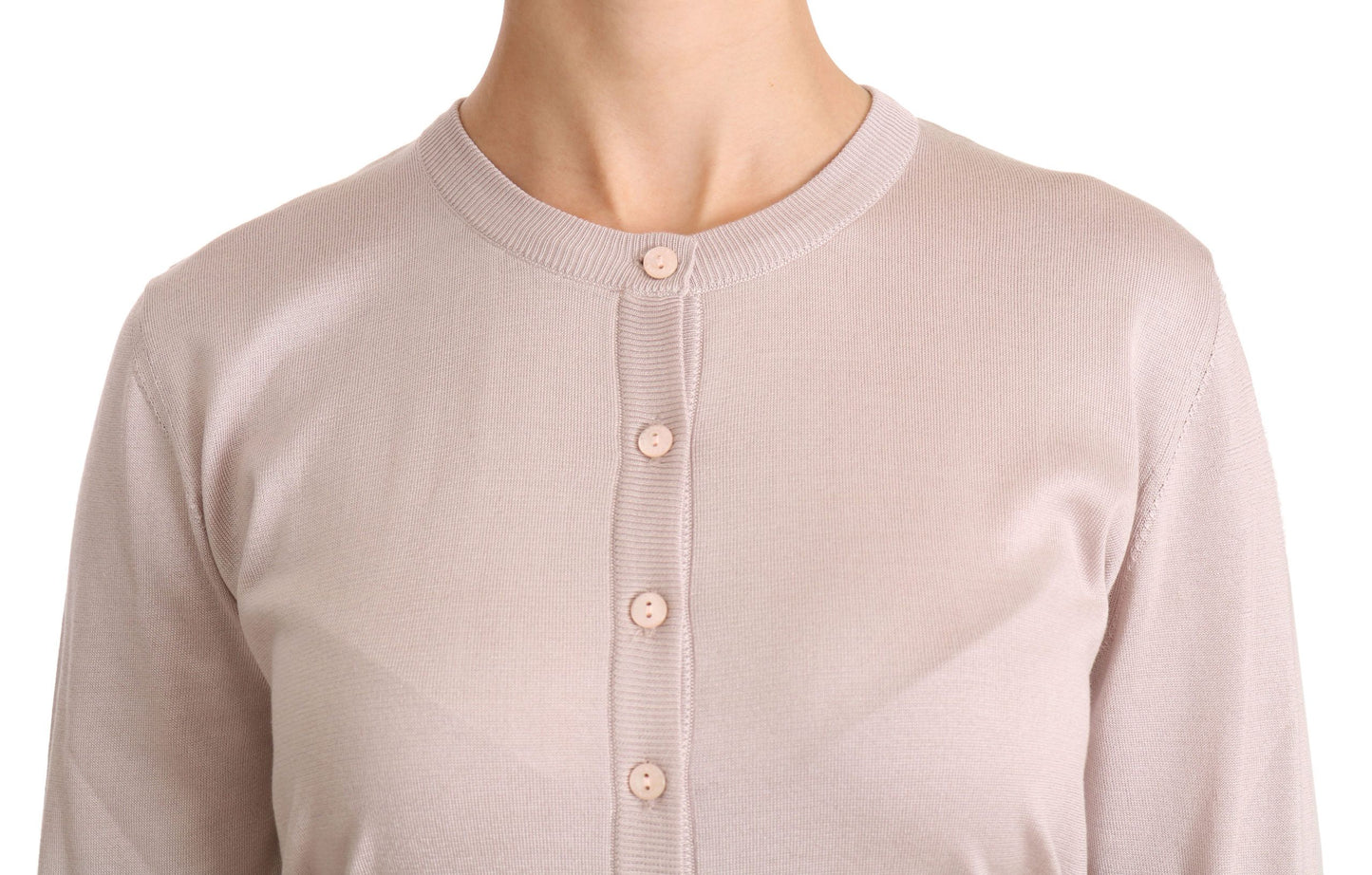 Dolce & Gabbana Seidenpullover mit langen Ärmeln und Spitze in Rosa