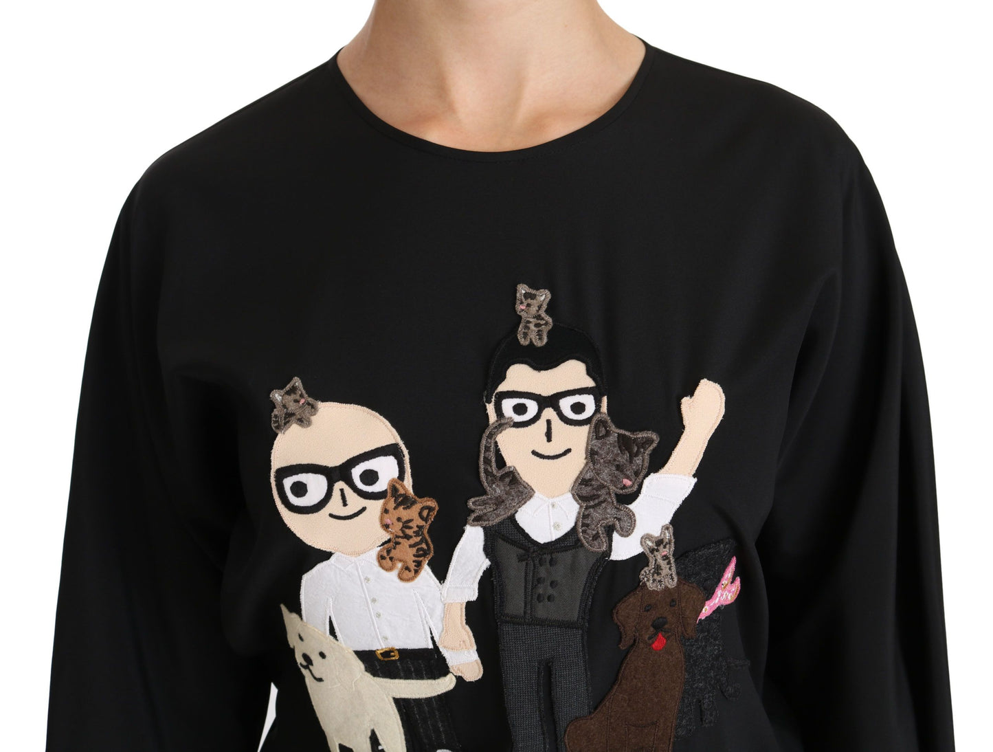 Dolce & Gabbana Schwarze #dgfamily Top T-Shirt Seidenbluse